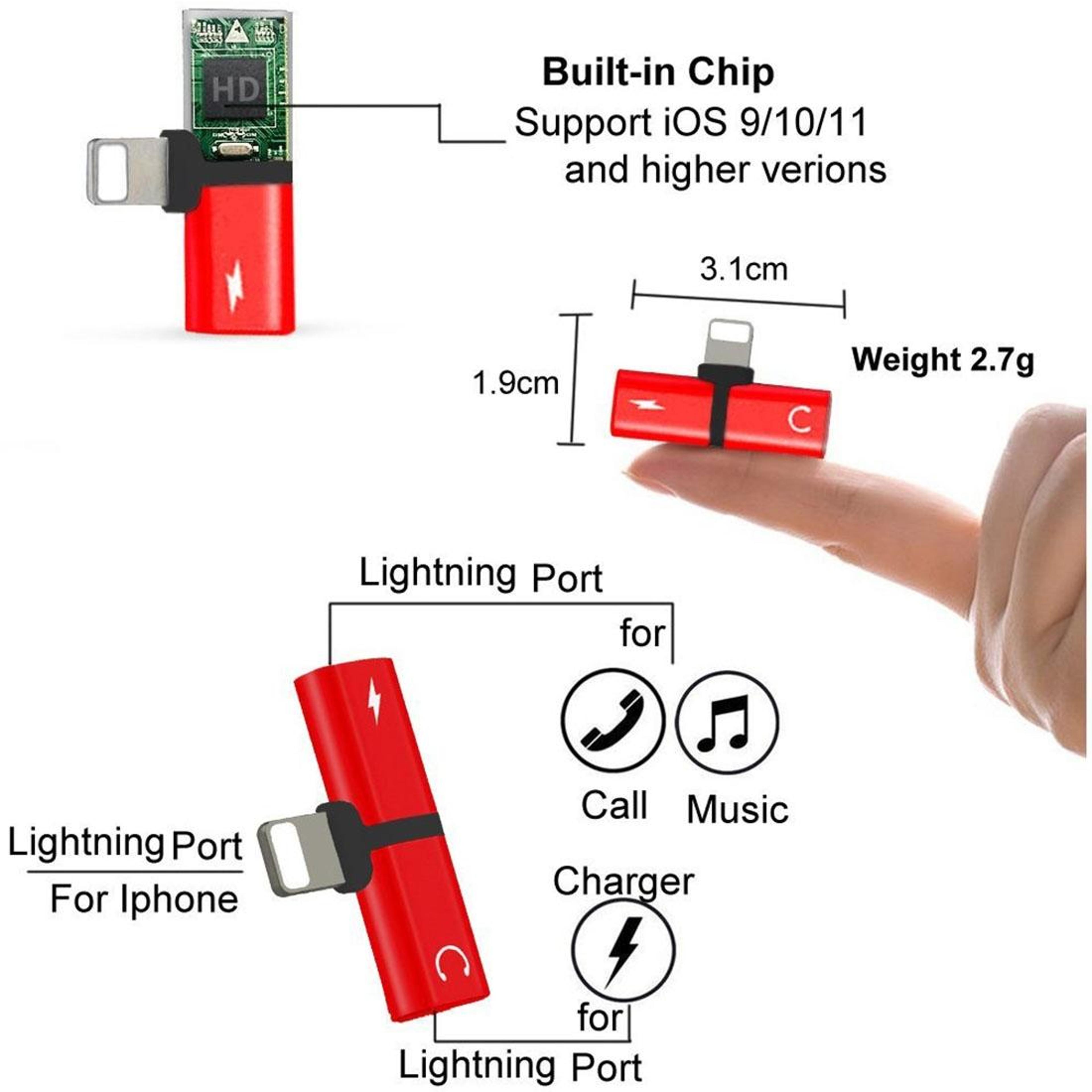 2 In 1 Lightning Audio Adapter With Charging And Call Support 1