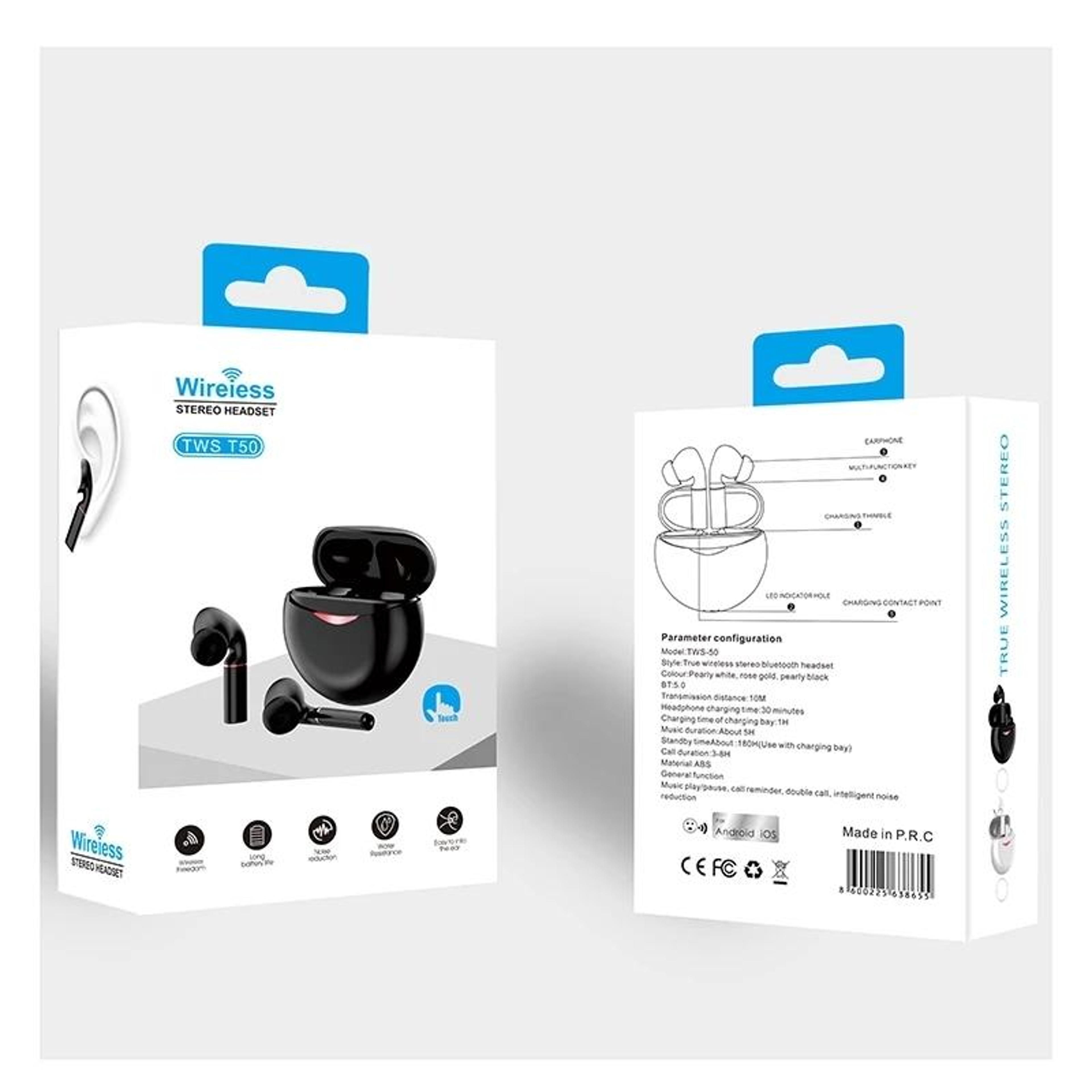 T50 Wireless Bluetooth Earbuds With Noise Cancellation  Deep Bass Stereo Sound 2