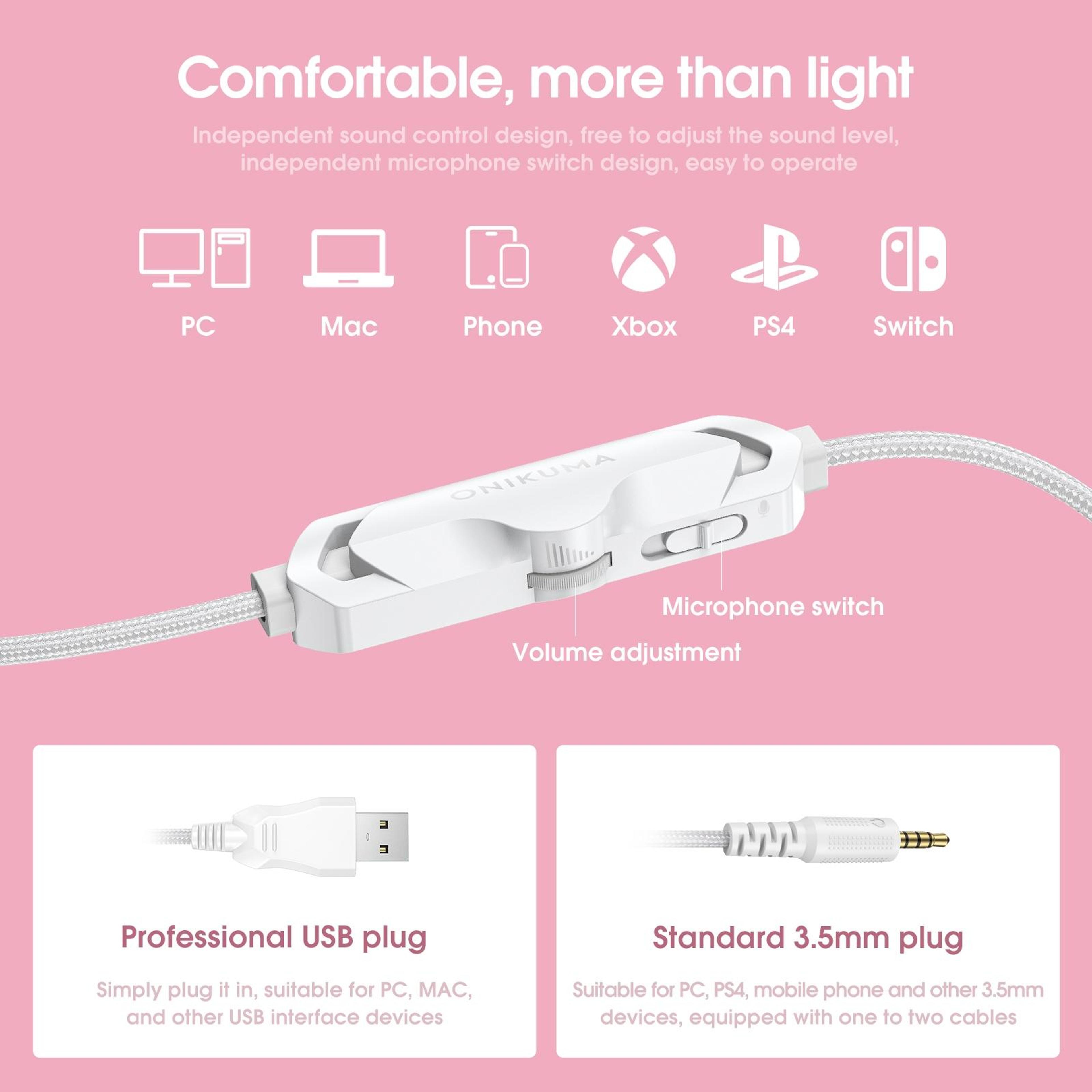 ONIKUMA X10 Gaming Headset With LED Lights  Noise Reducing Mic For PC PS4  Mobile 4