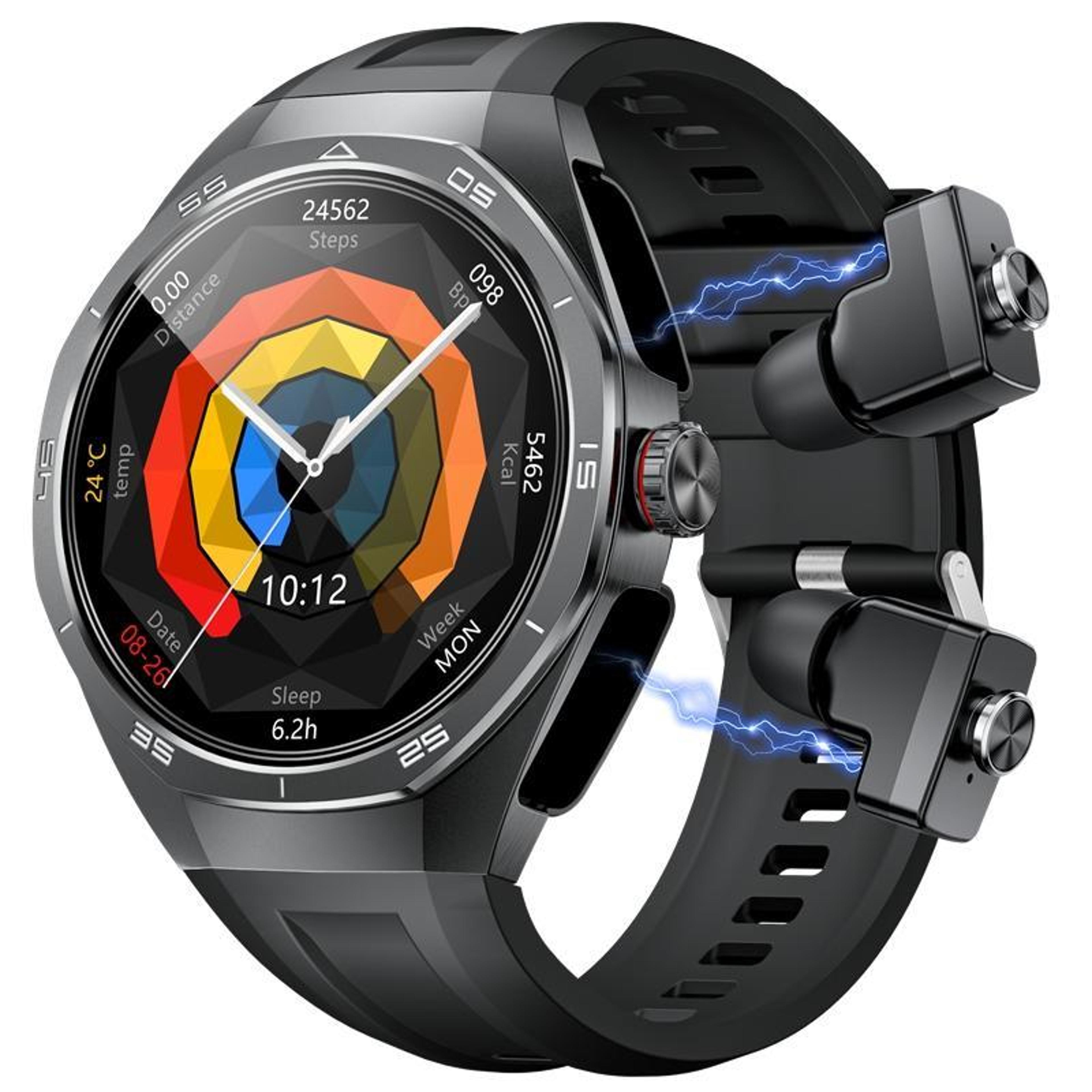gt97 smart watch earbuds with bluetooth calling and 1.53" hd round display