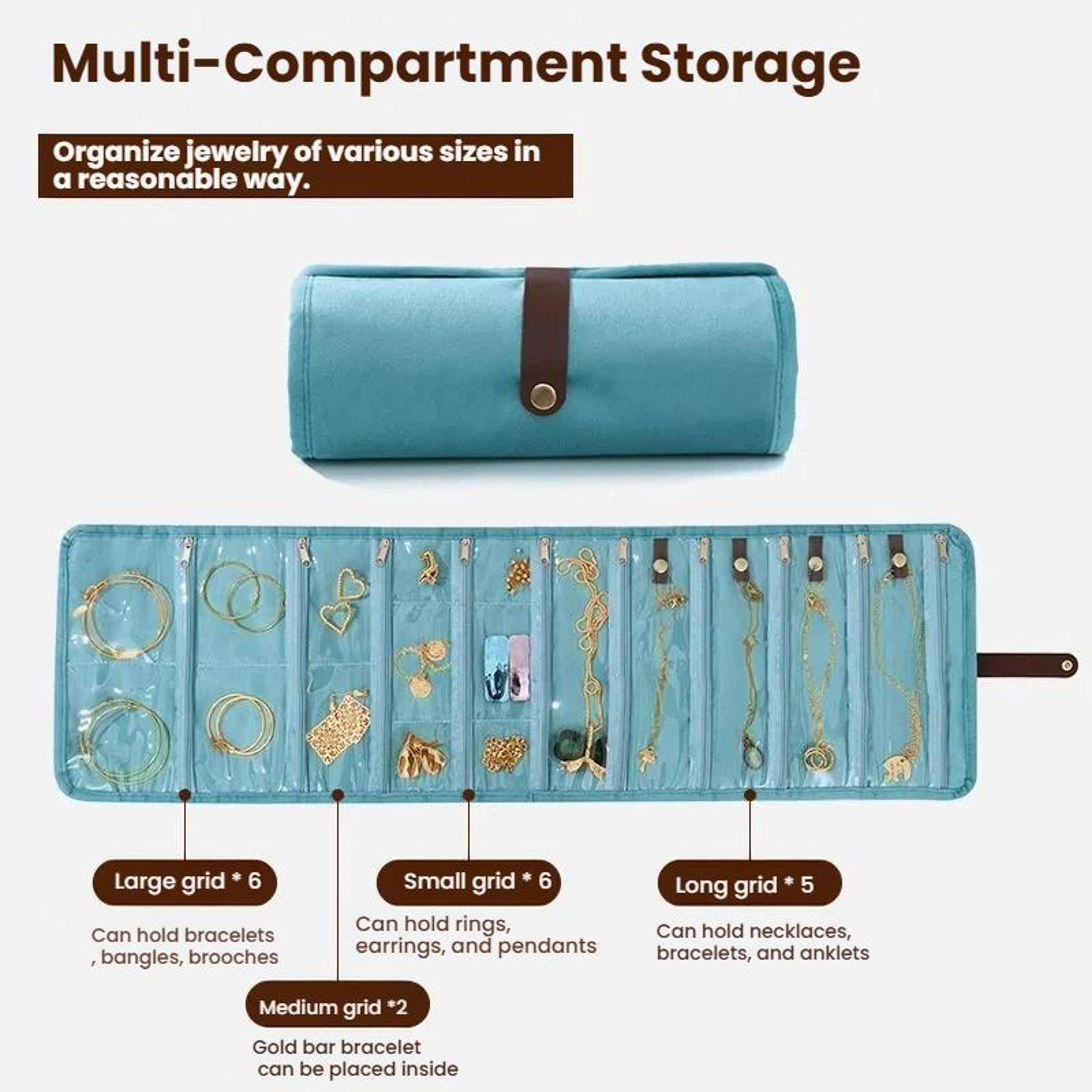 Luxury Velvet Jewelry Organizer Roll Travel Case For Necklaces Bracelets  Accessories 4
