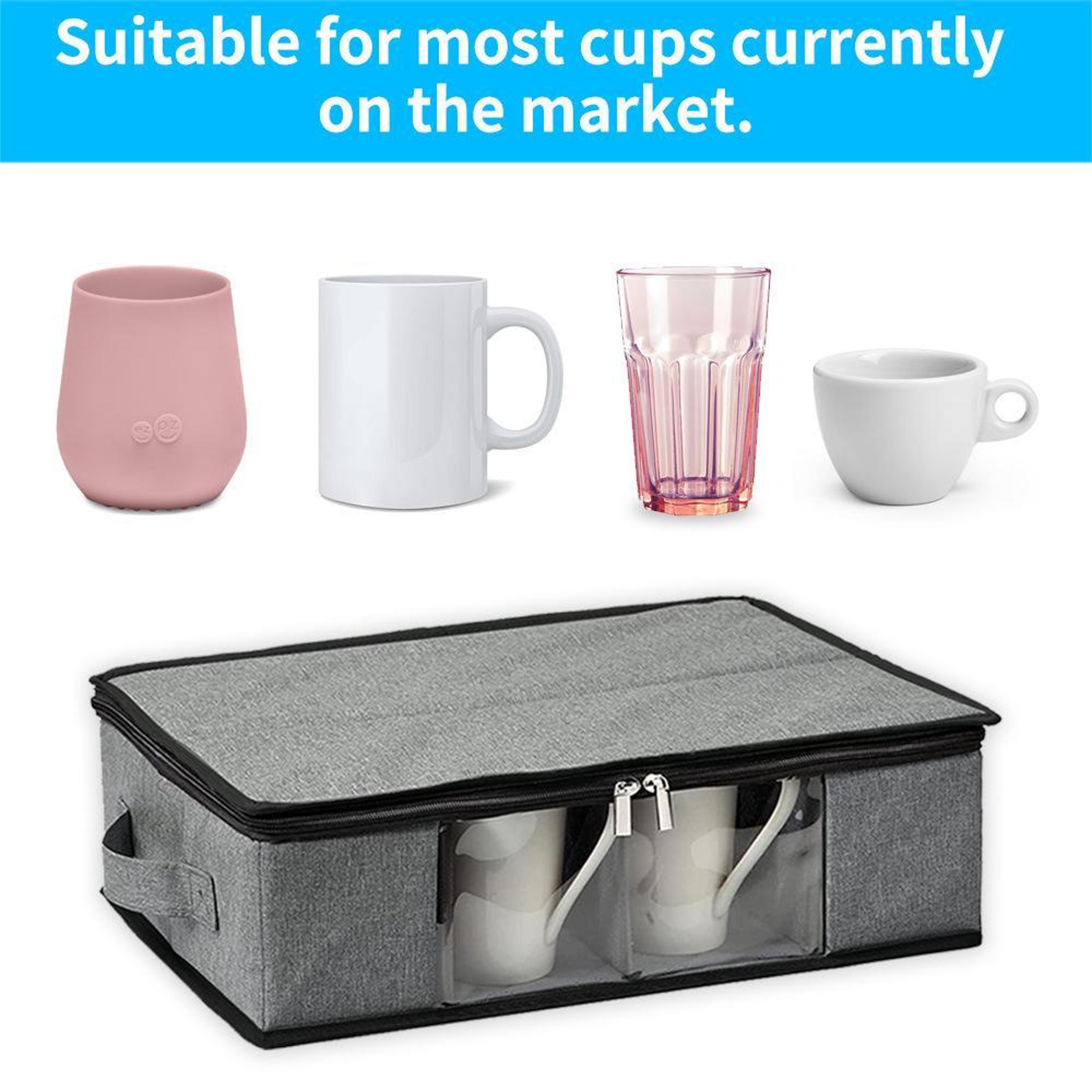 Stackable Coffee Mug Storage Box With 12 Compartments  Clear Window Lid 3