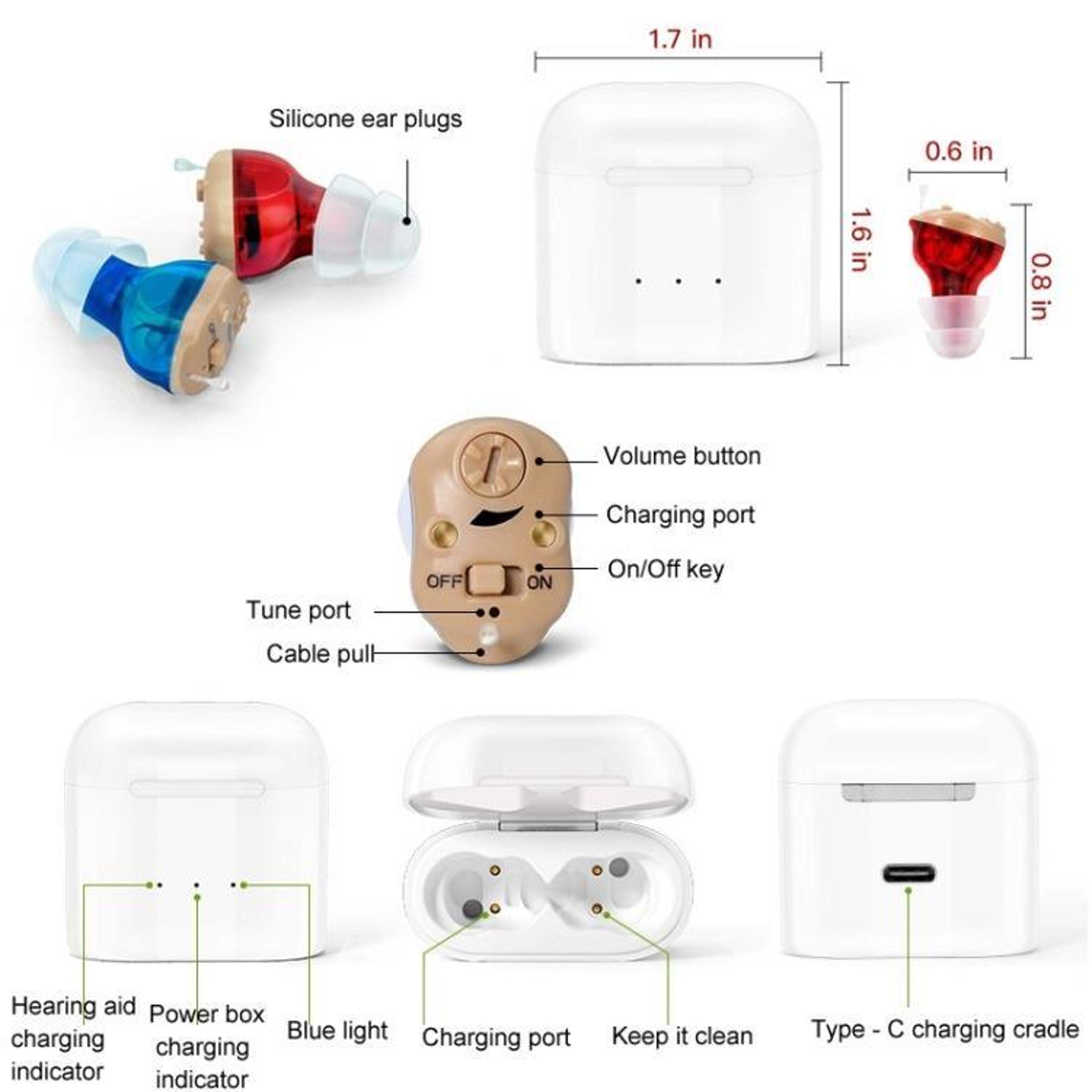 GM 915 Rechargeable Invisible Hearing Aids With Type C Charging  Noise Reduction 1
