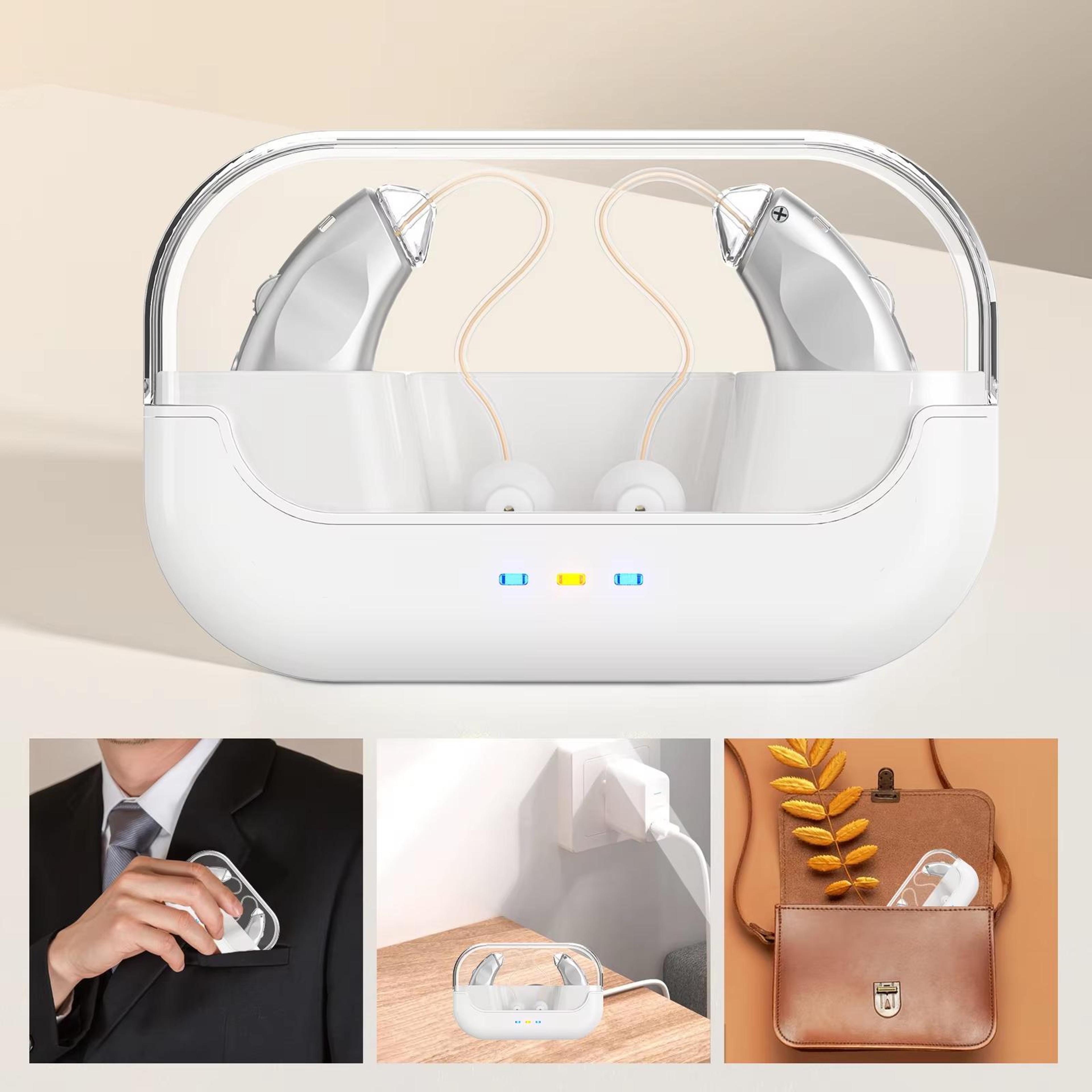 Rechargeable Behind The Ear Hearing Aids With Noise Cancelling  144H Charging Case 1