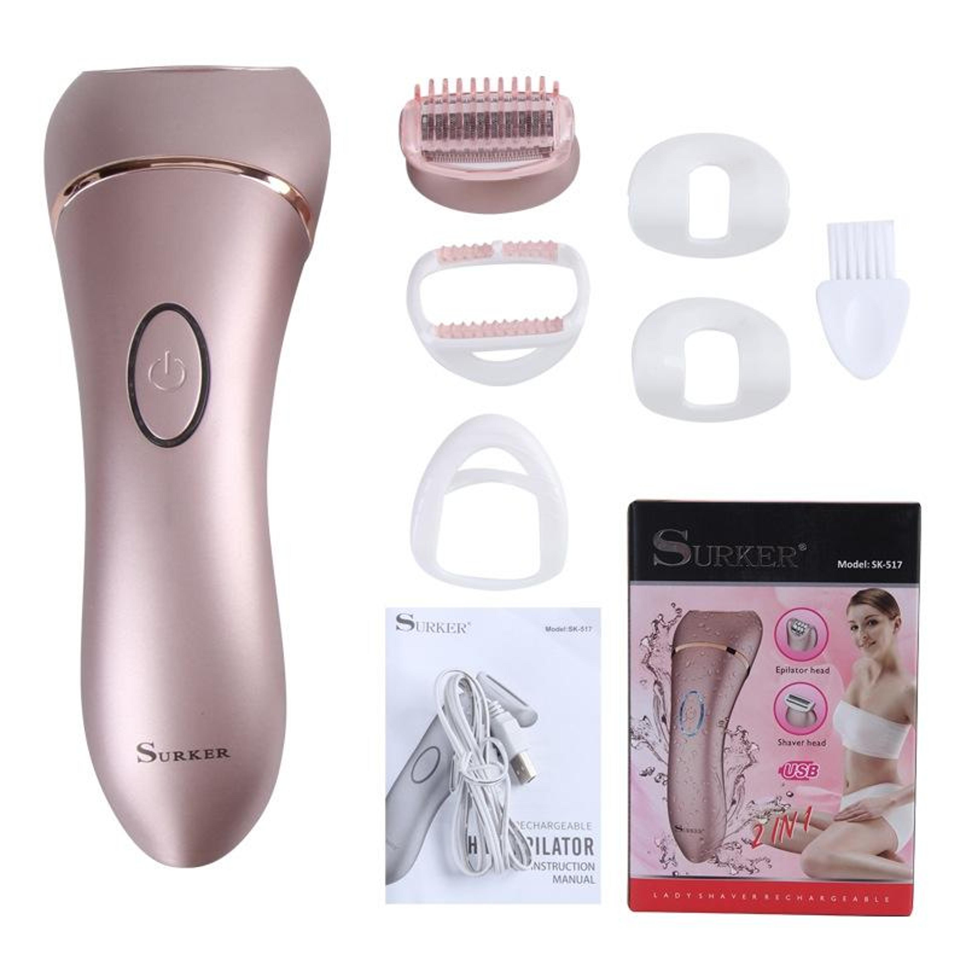 Suker 2 In 1 Electric Epilator  Womens Shaver Waterproof Hair Removal Device 5