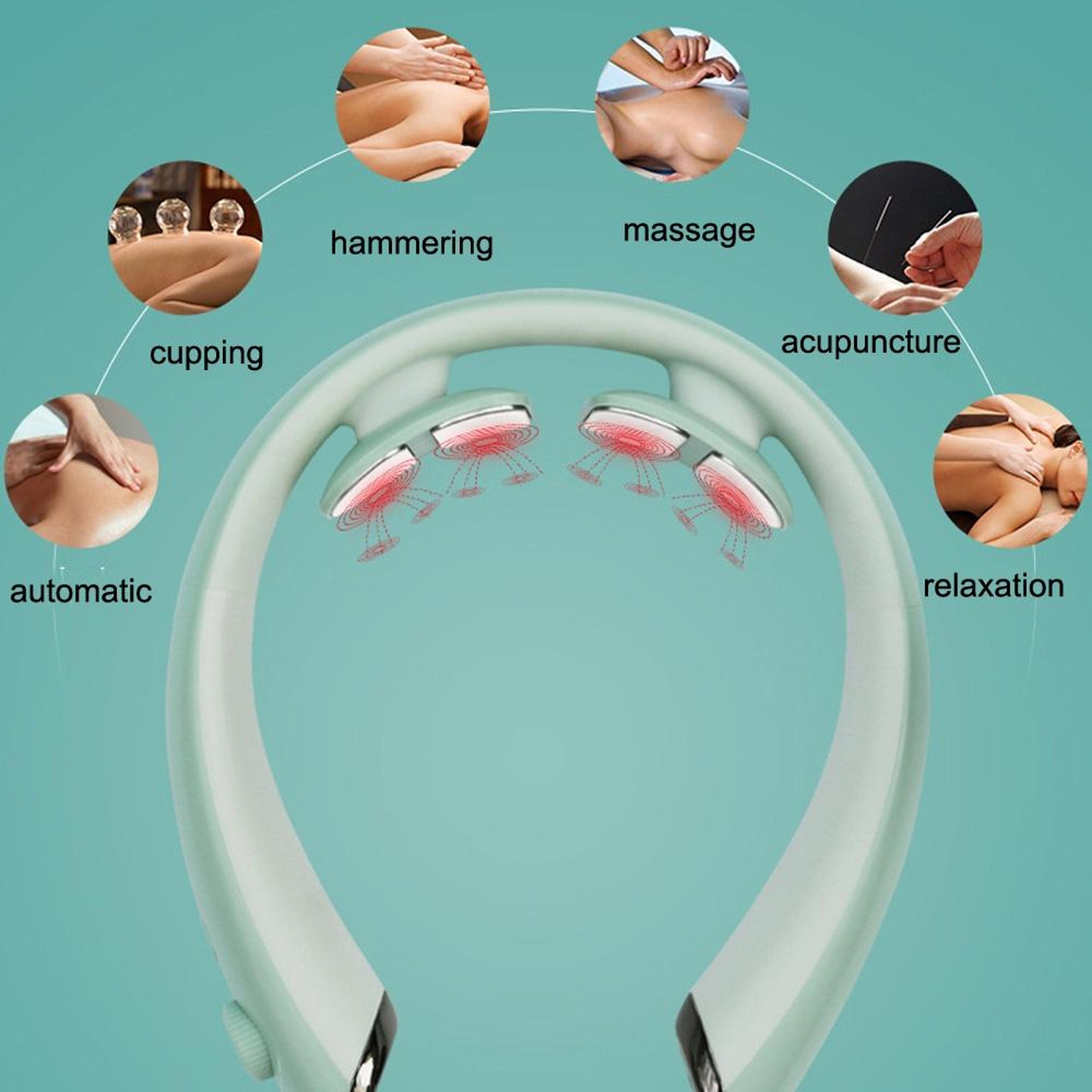 Smart EMS Neck Massager With Heat Therapy 6 Modes  USB Rechargeable Pain Relief 4
