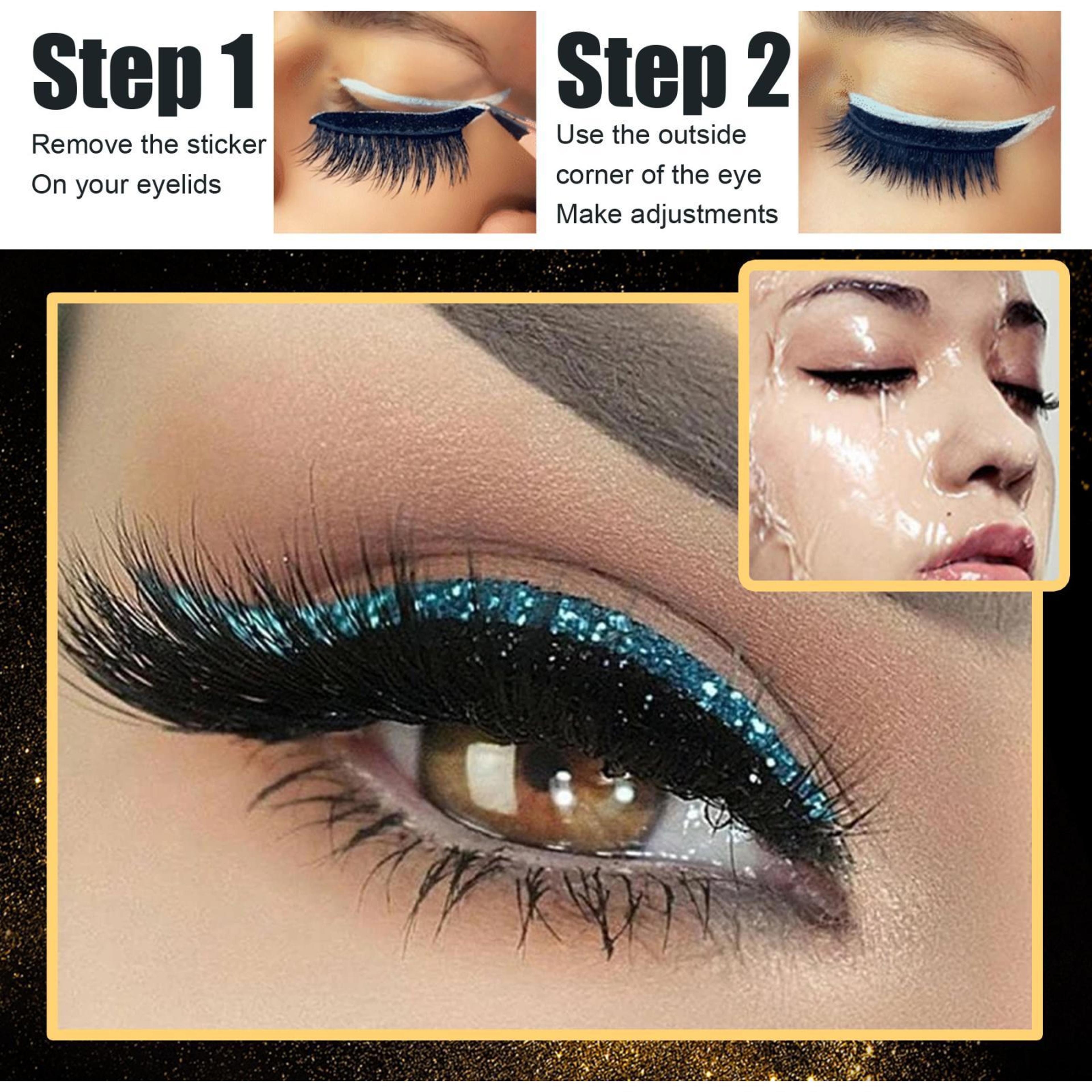 Waterproof Self Adhesive Glitter Eyeliner  False Eyelash Stickers For Smoky Cat Eye Makeup 11