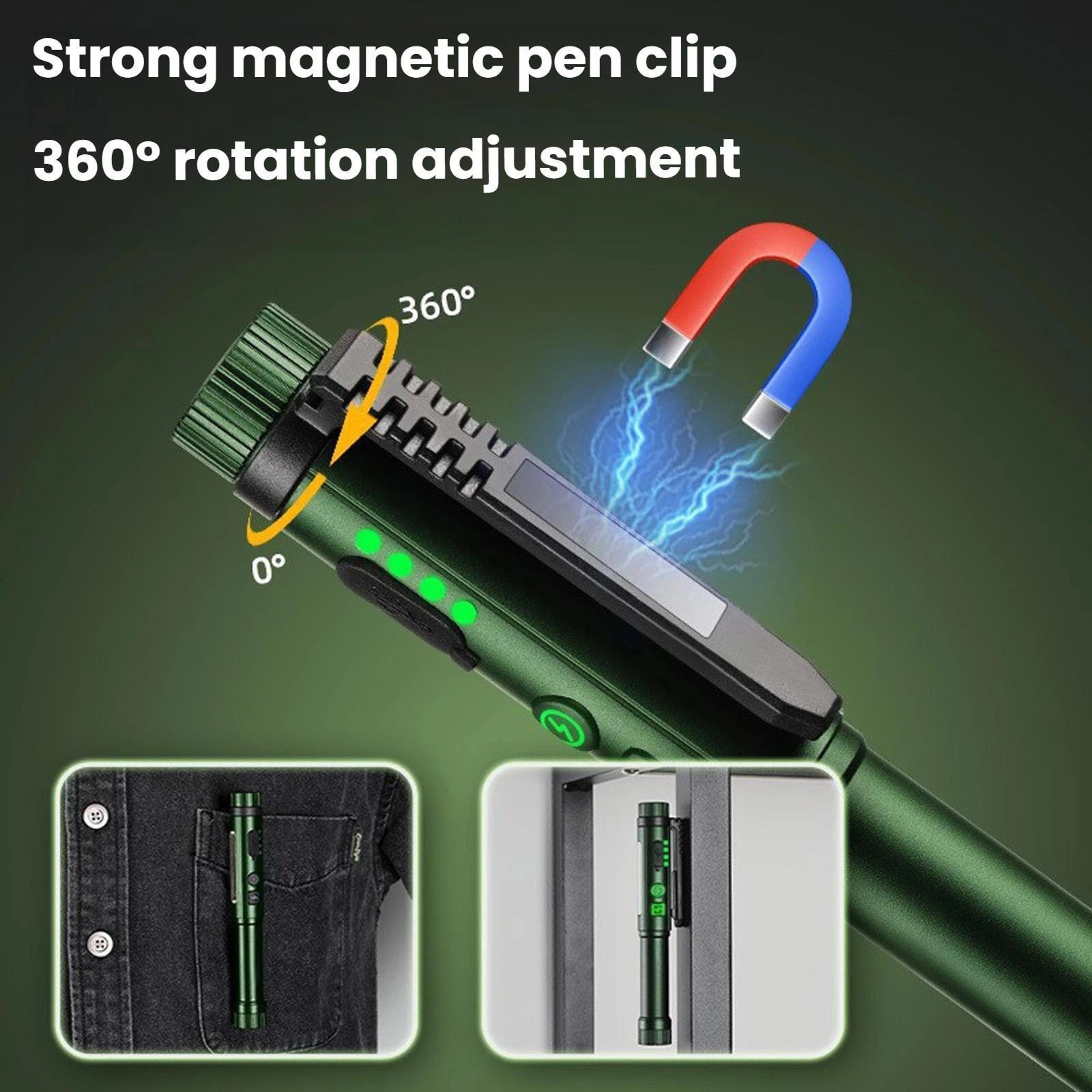 Magnetic LED Pen Flashlight Rechargeable Work Light With Rotating Clip For Inspection  Outdoor Use 2