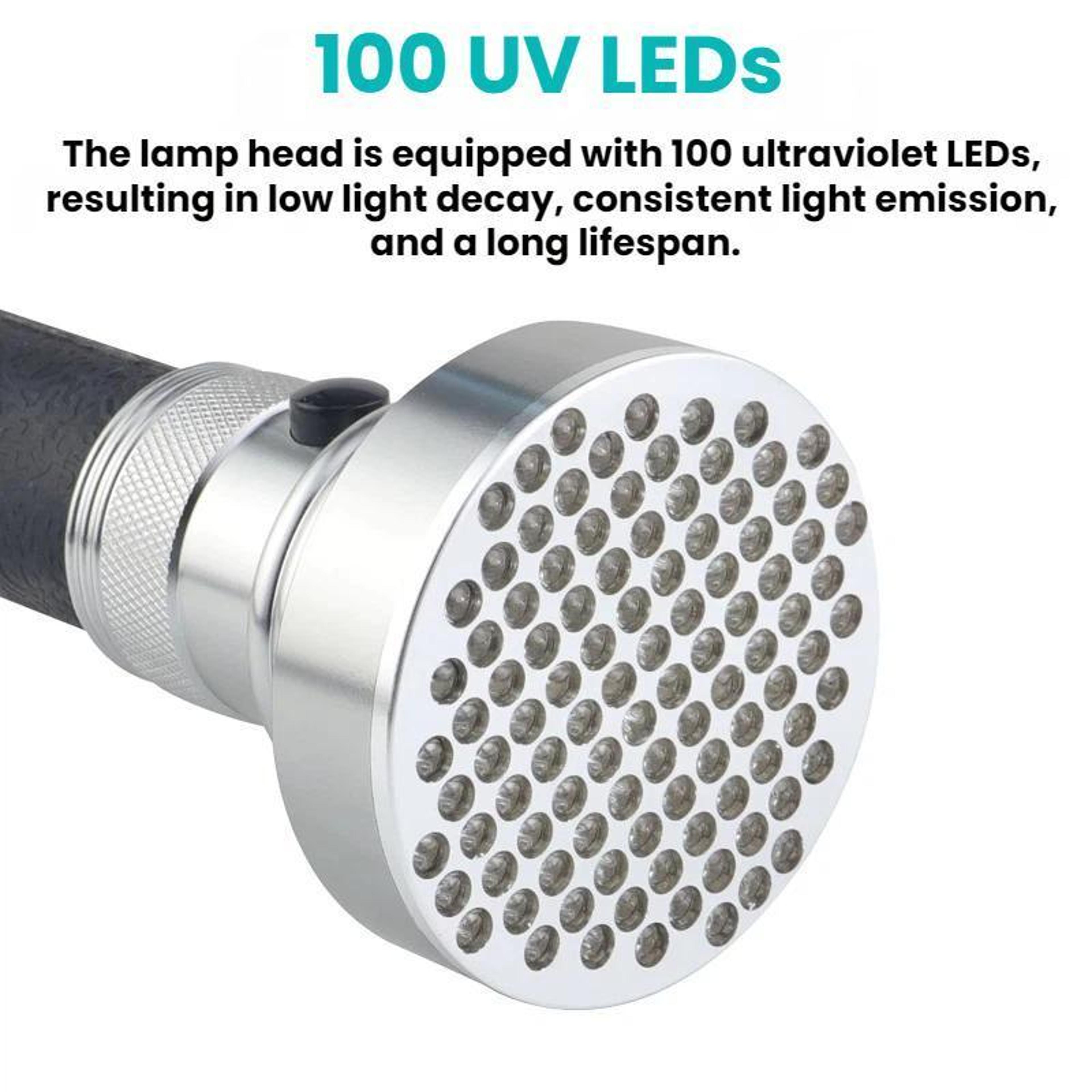100 LED UV Flashlight Banknote Detector For Currency Verification Pet Stain  Scorpion Detection 2
