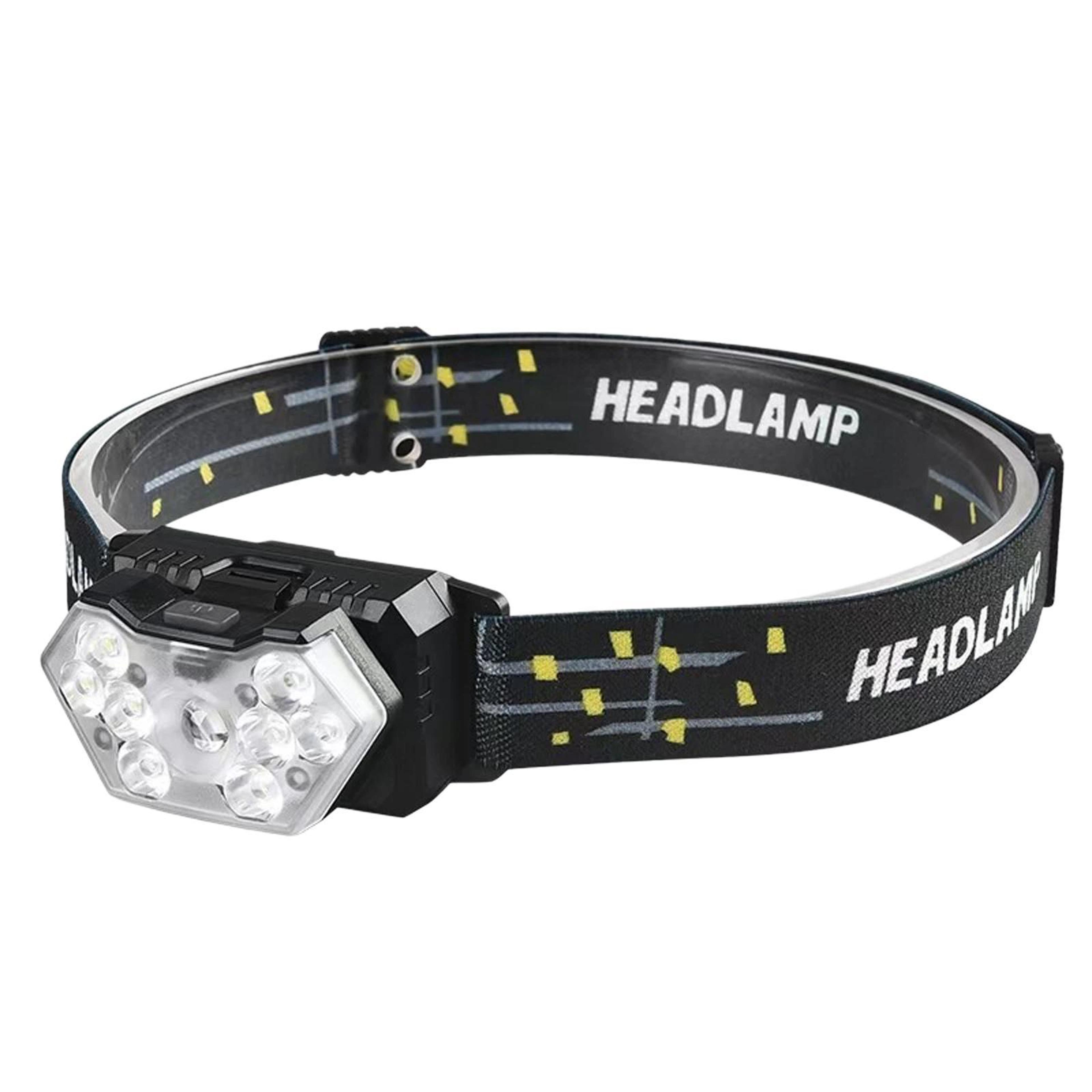 smart motion sensor led headlamp rechargeable waterproof head torch for camping, fishing & night work