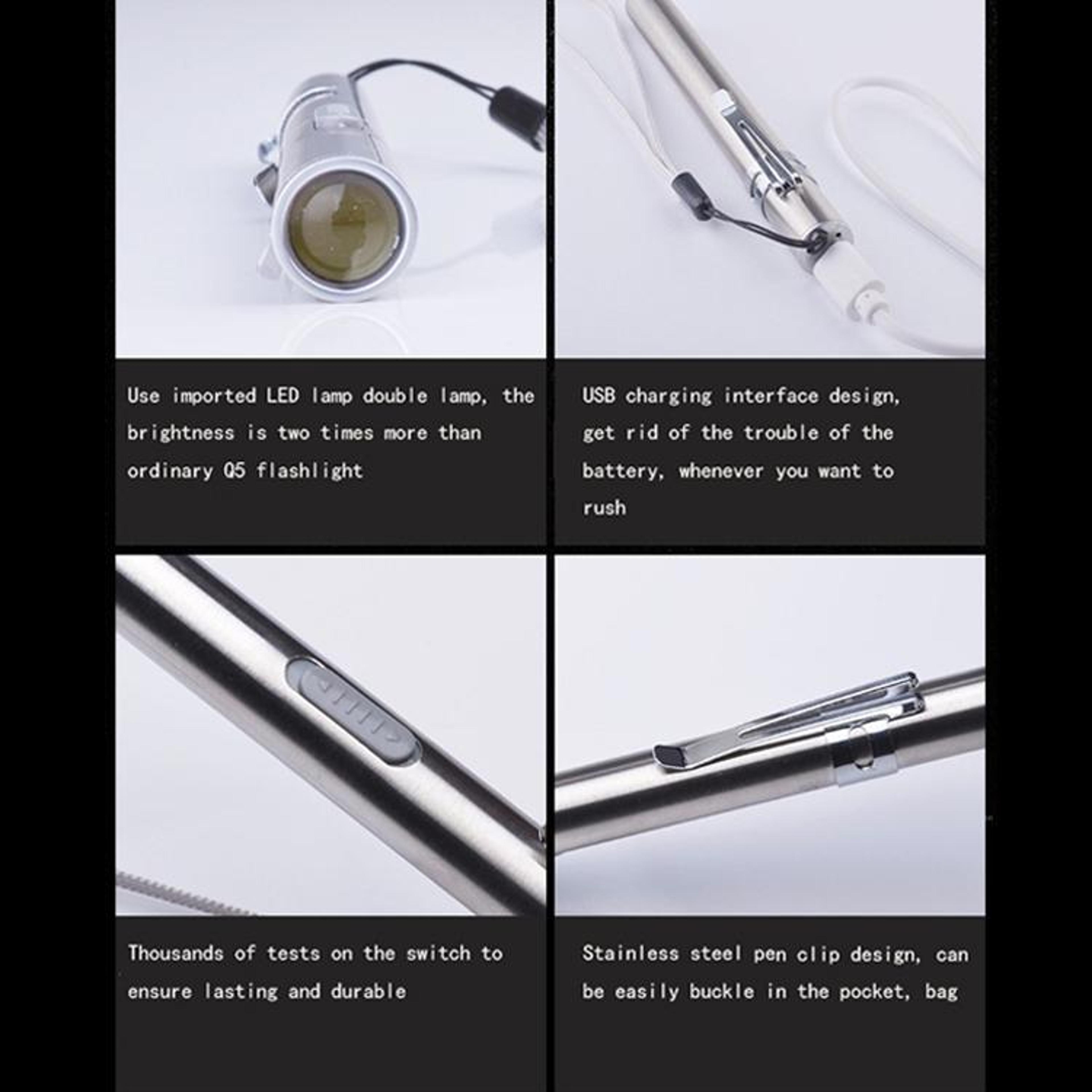 USB Rechargeable Pen Flashlight 1200LM Mini LED Torch For Camping Work  Emergency Use 3