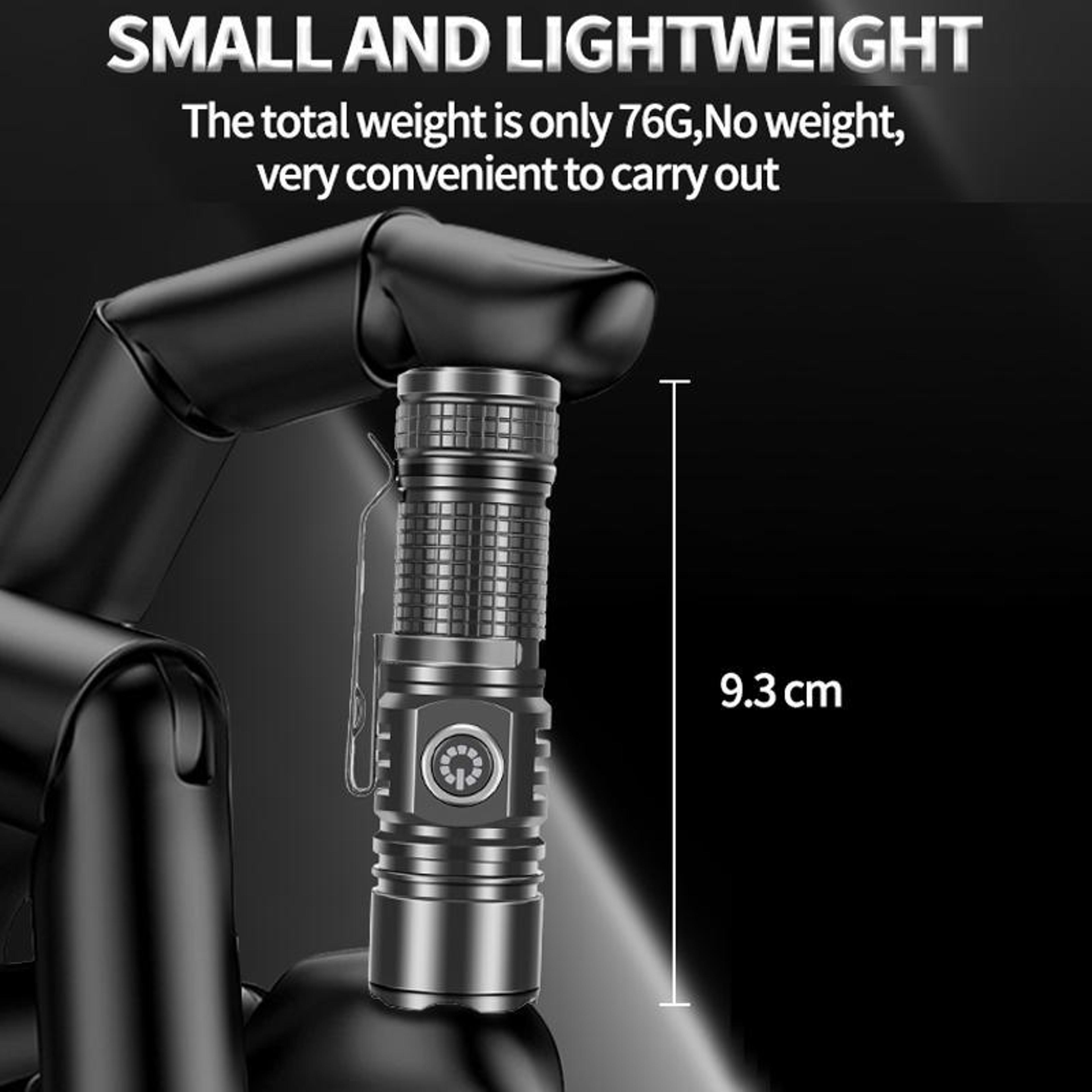 Mini USB C Rechargeable Long Range Flashlight With White Laser LED Magnetic Tail  Zoom Focus 8