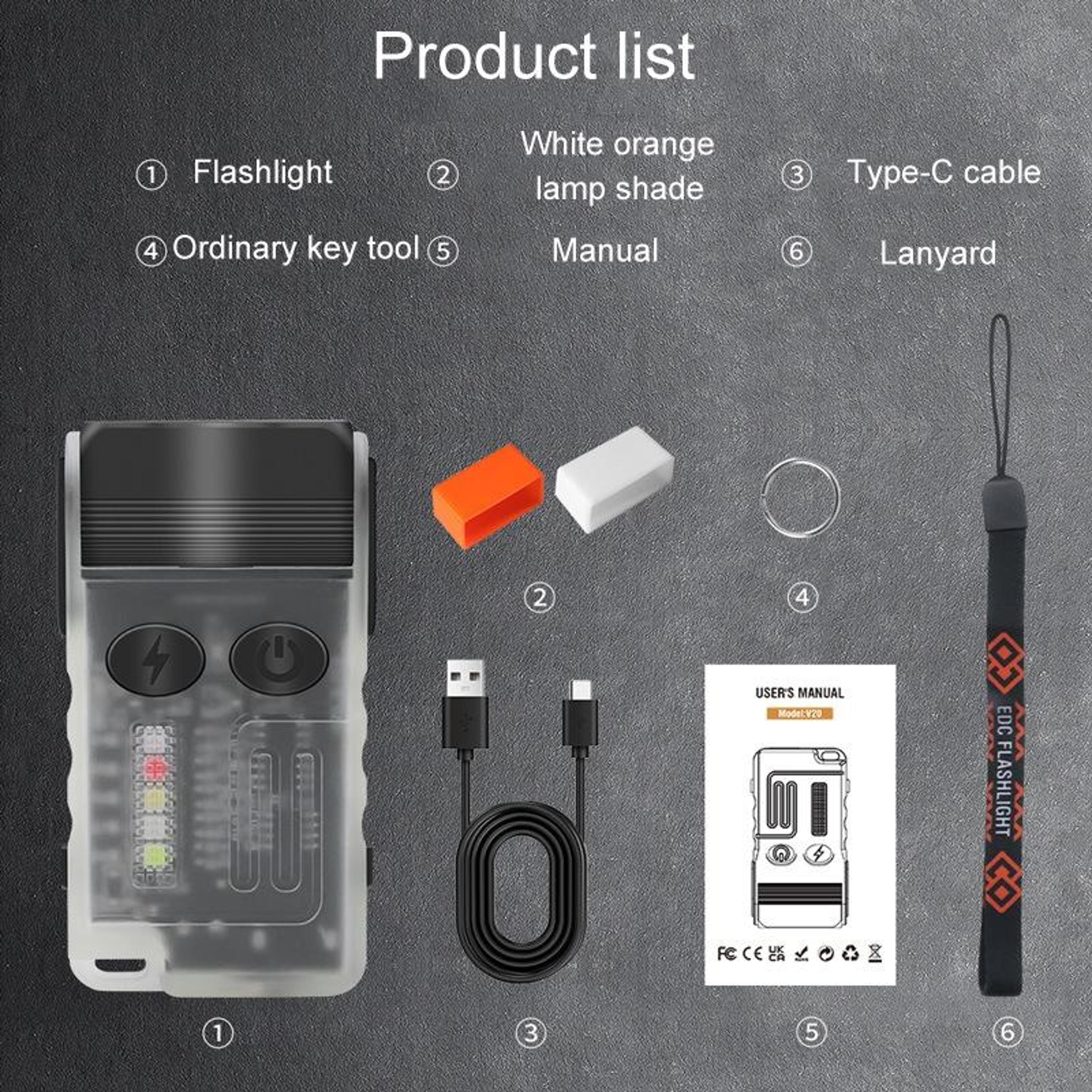 V20 1000LM Rechargeable Keychain Flashlight With Magnetic Base Emergency Alarm  IP67 Waterproof Des 2