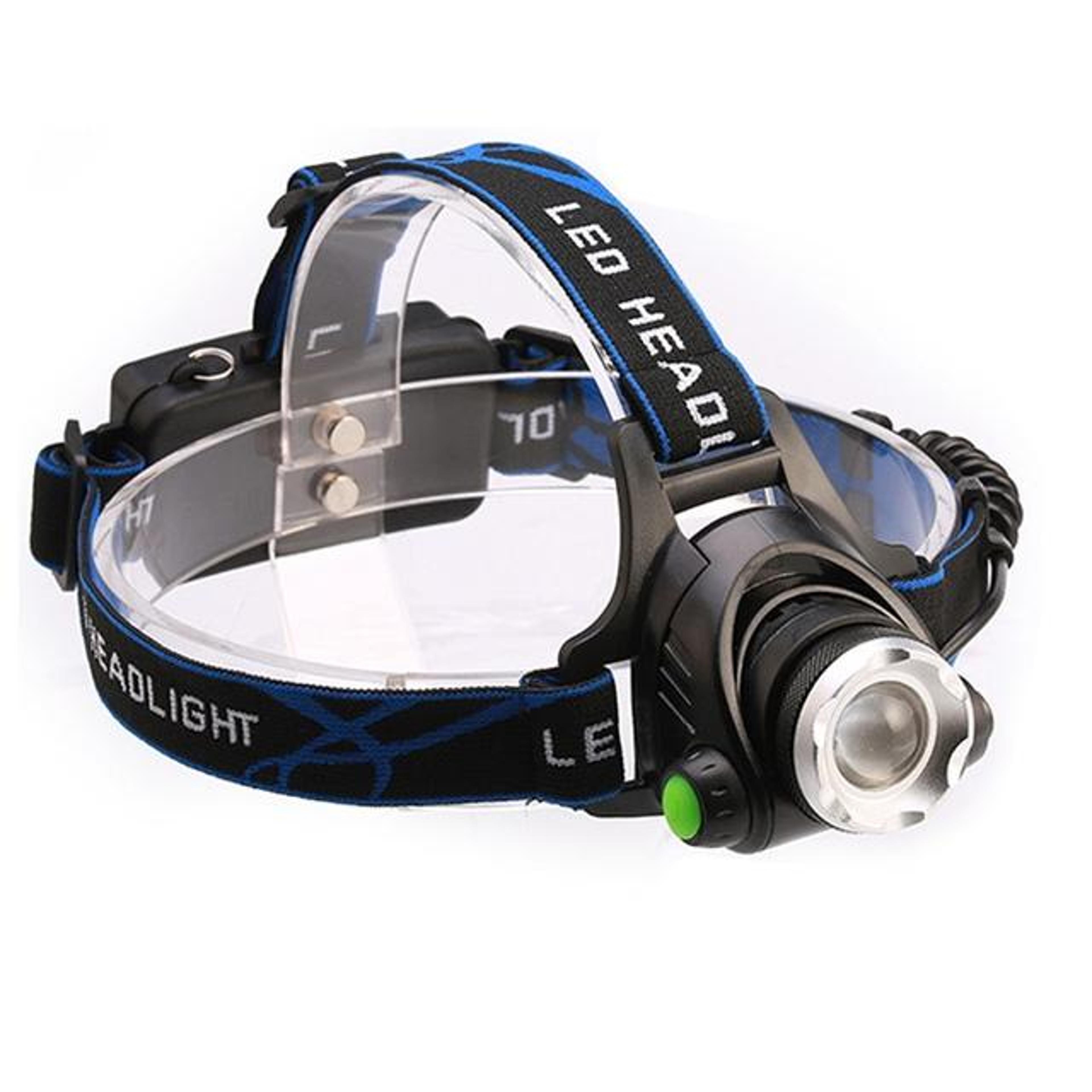 premium outdoor zoomable led headlamp & flashlight torch adjustable focus, 18650 power