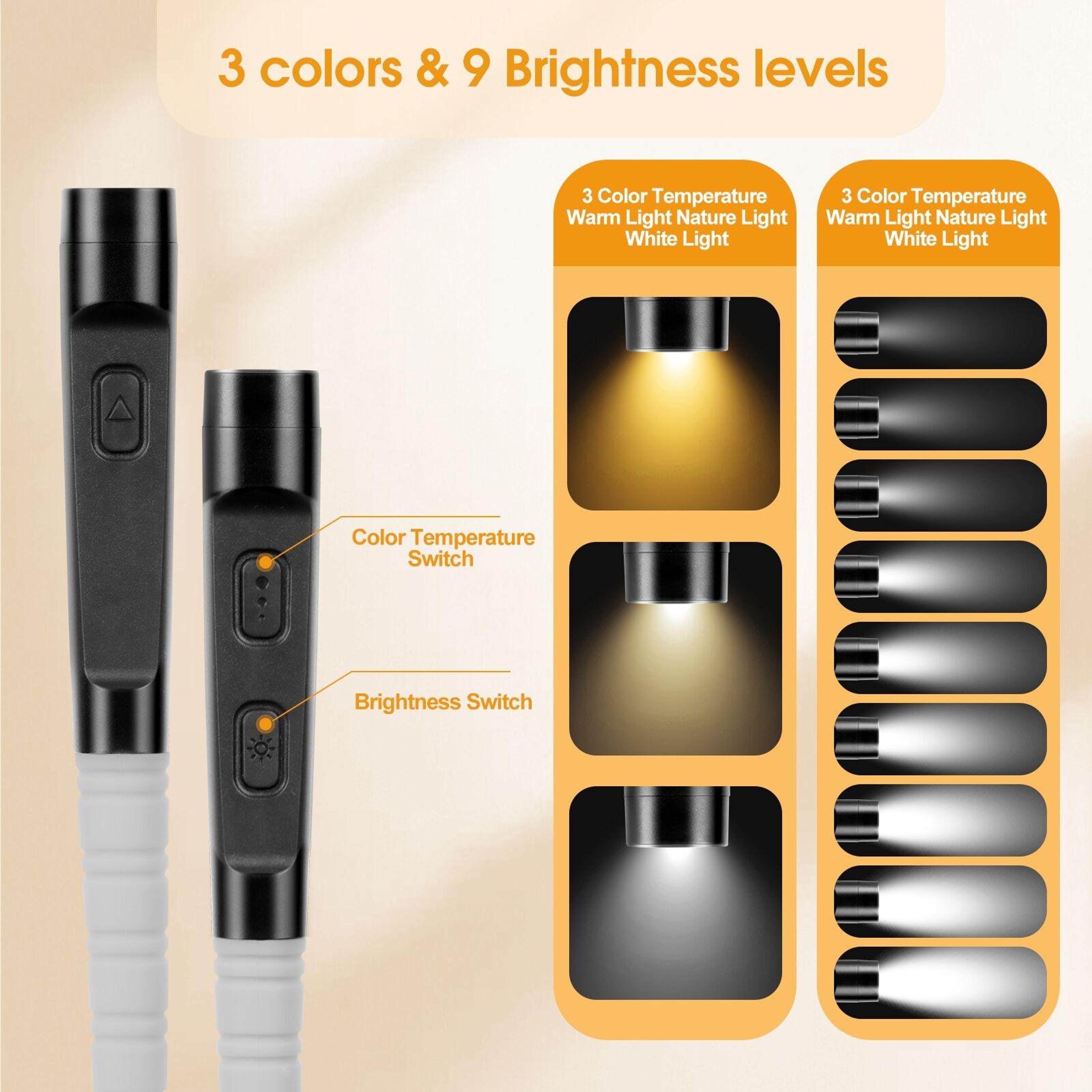 Rechargeable LED Neck Reading Light With 3 Color Modes  Flexible Hands Free Design 6