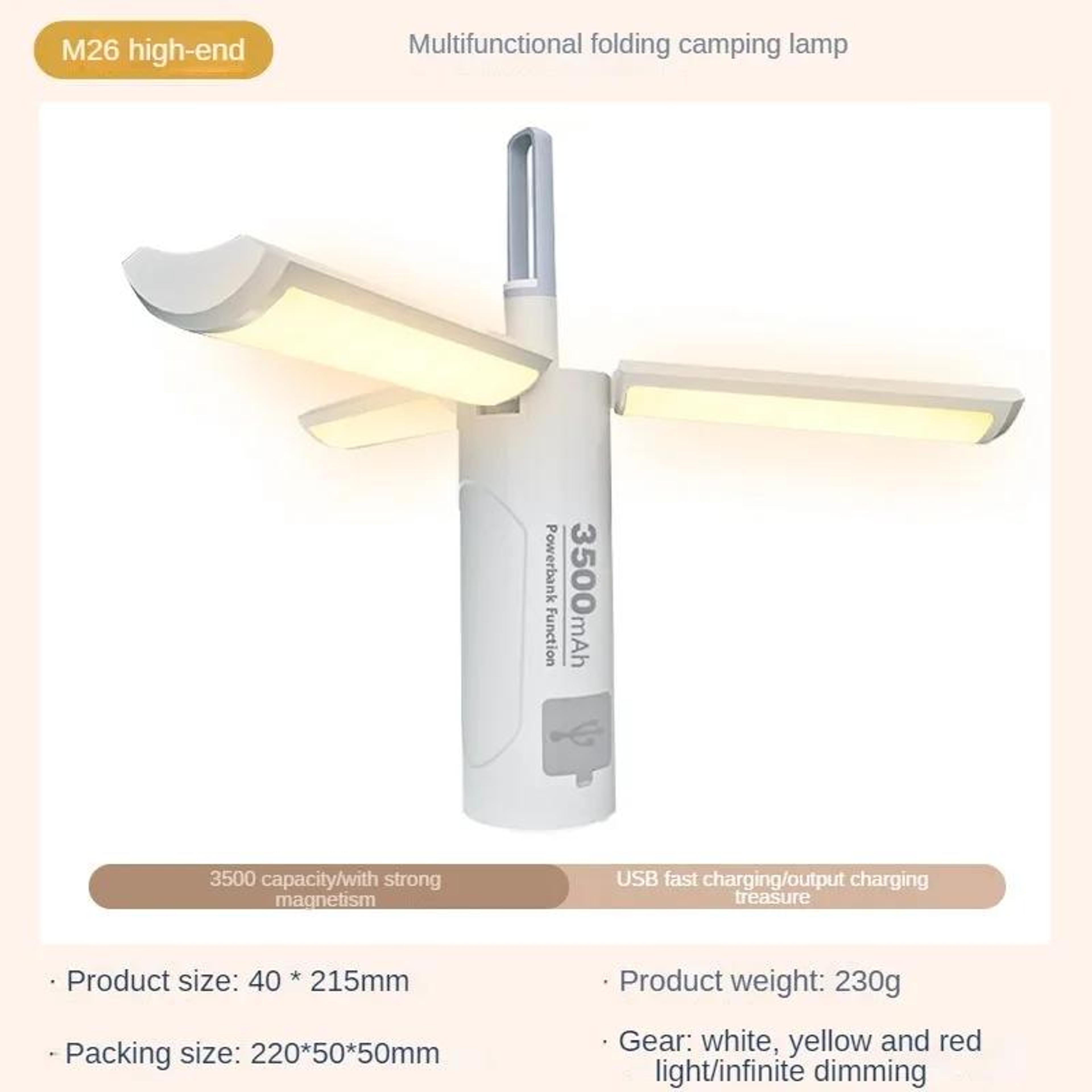 3500mAh Foldable Handheld Camping Light With Triple Leaf Hook Flashlight 5