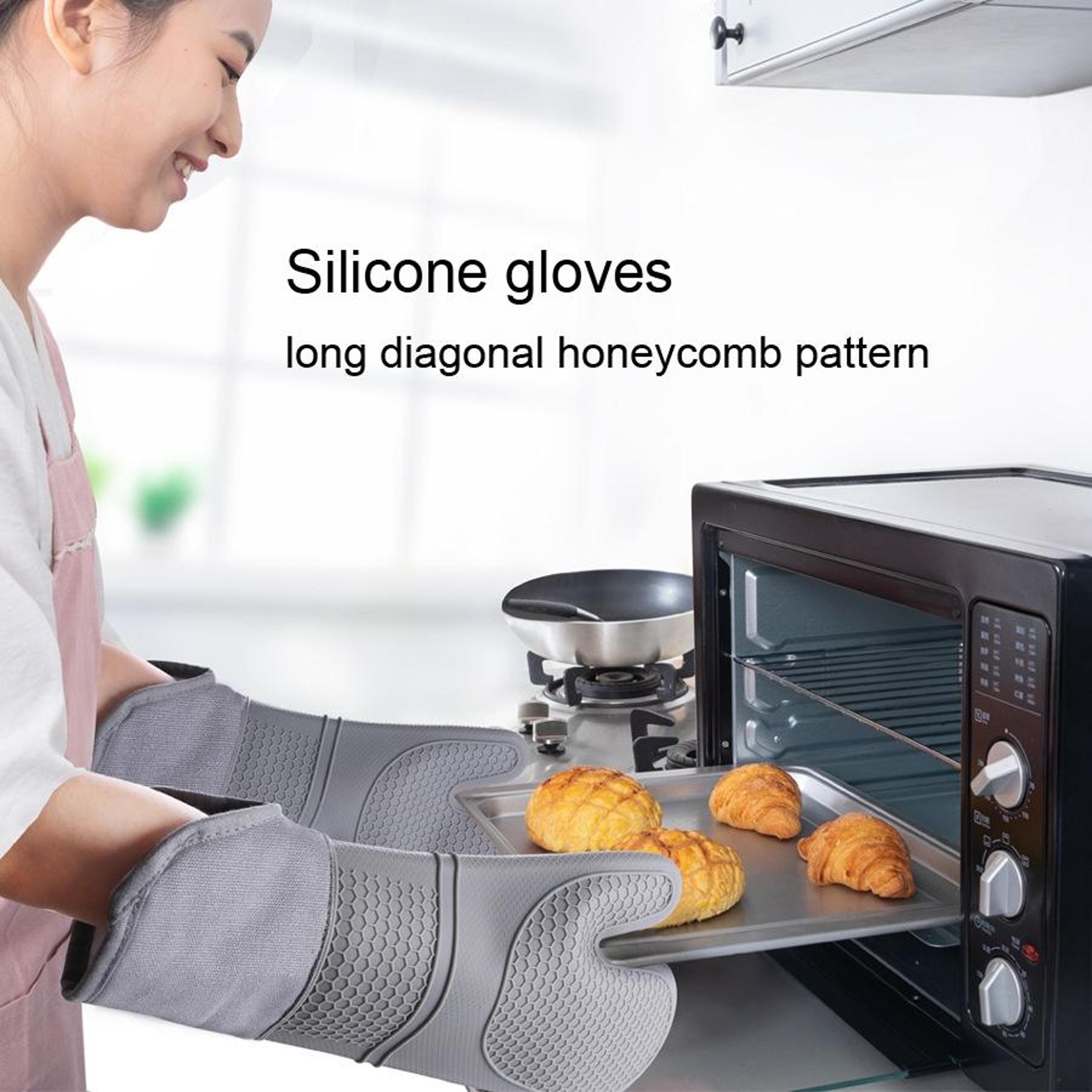 Premium Long Heat Resistant Silicone Oven Gloves With Insulated Grip 7