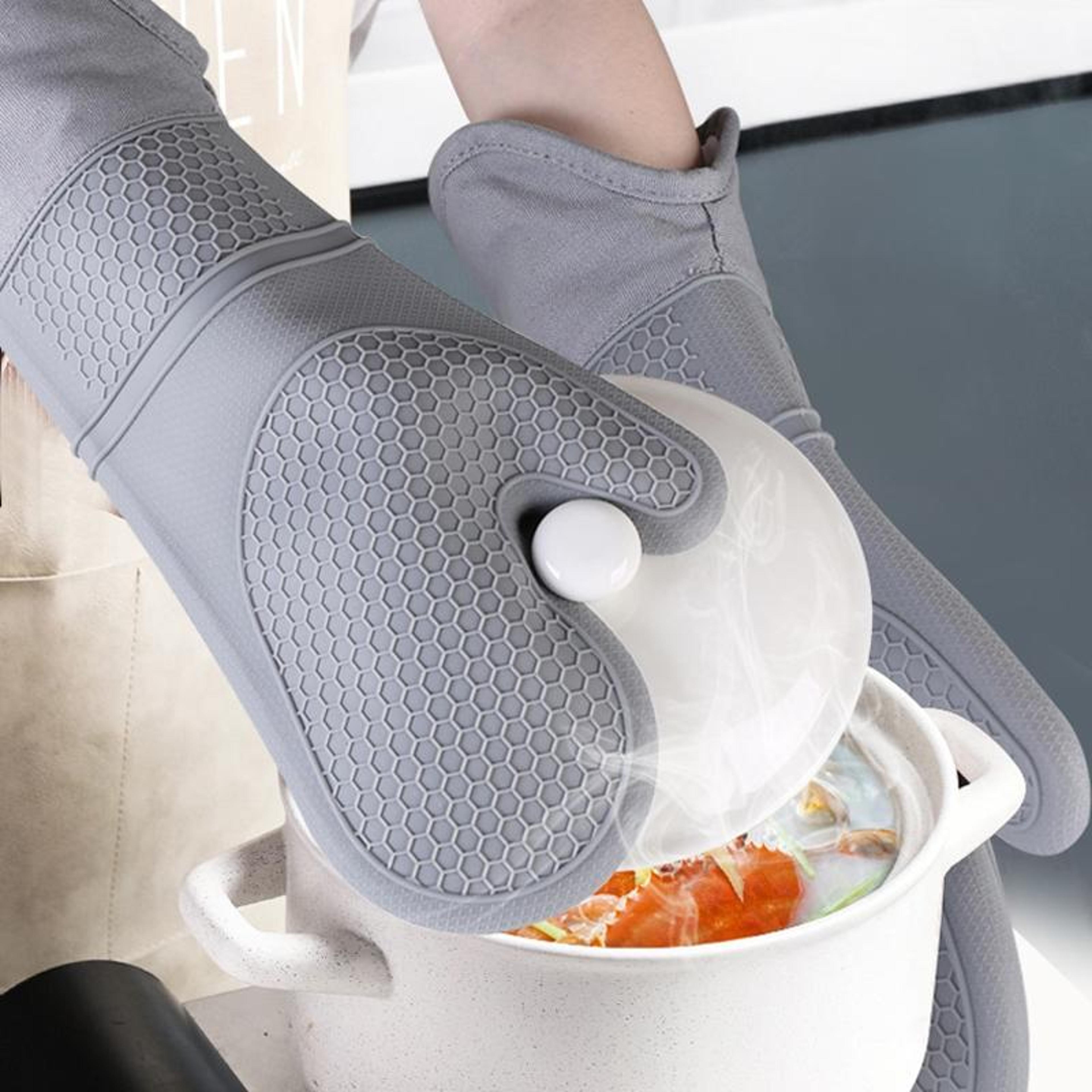 Premium Long Heat Resistant Silicone Oven Gloves With Insulated Grip 8