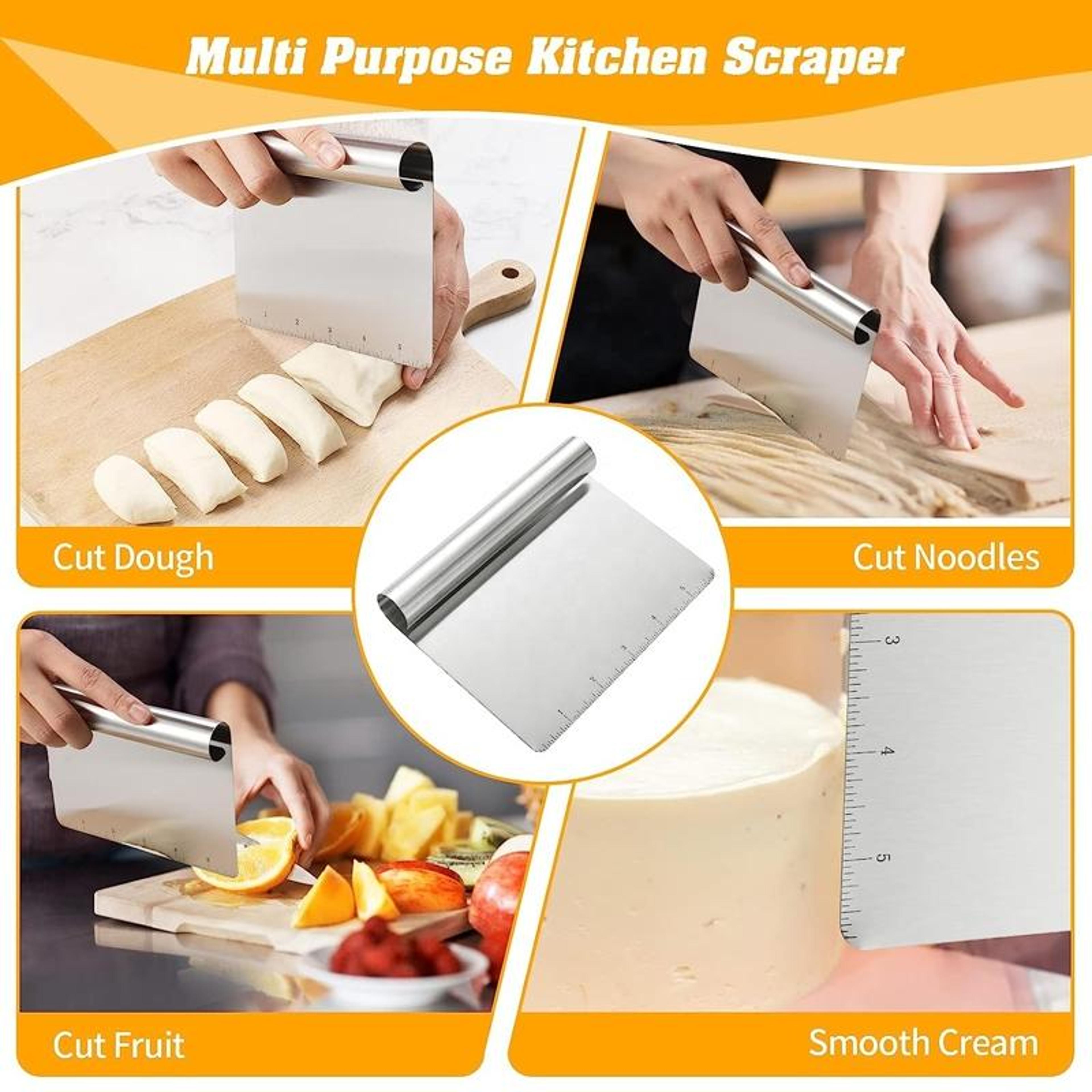 Premium Stainless Steel Kitchen Dough  Noodle Scraper With Scale 5