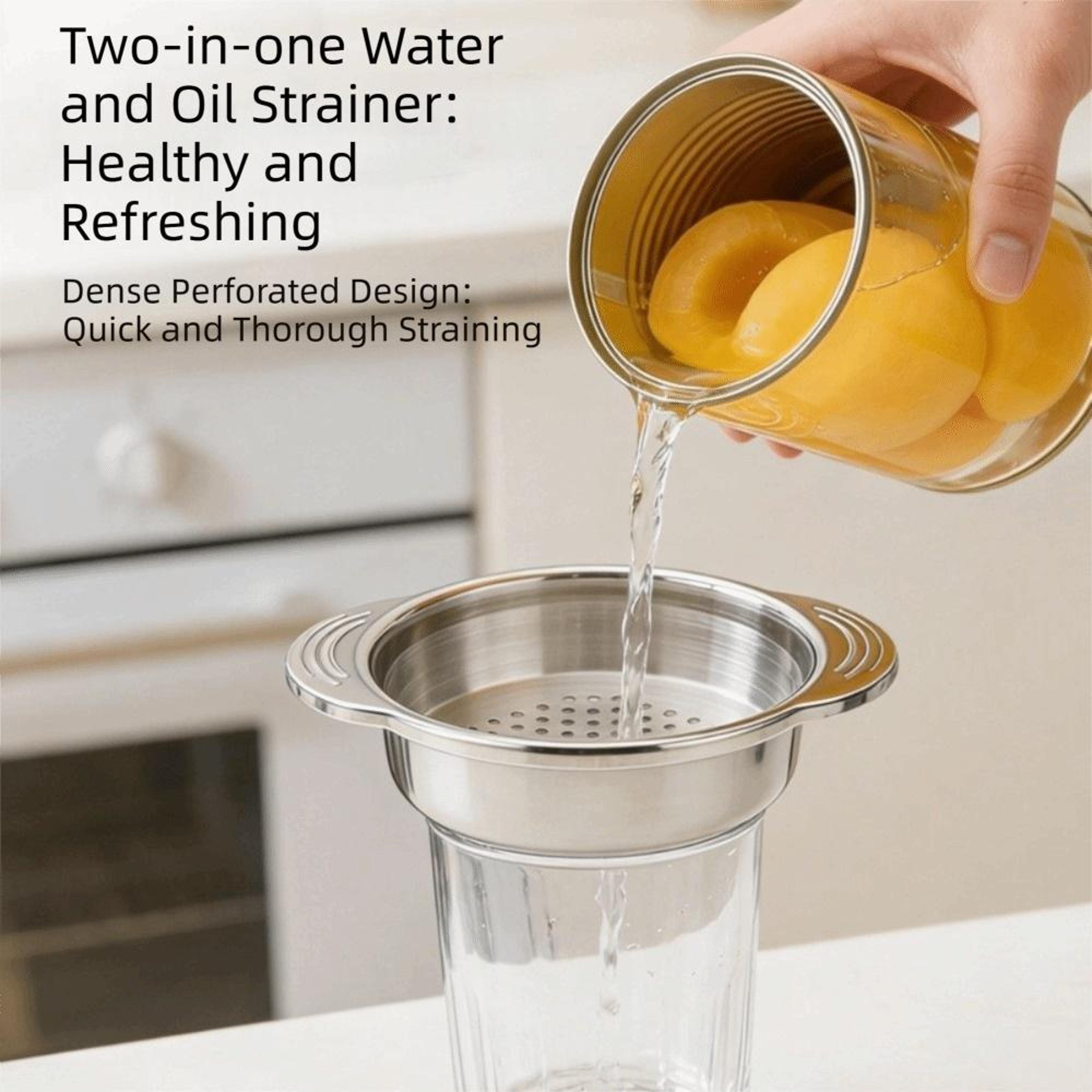 Premium 304 Stainless Steel Can Strainer With Non Slip Dual Handles For Easy Draining 1