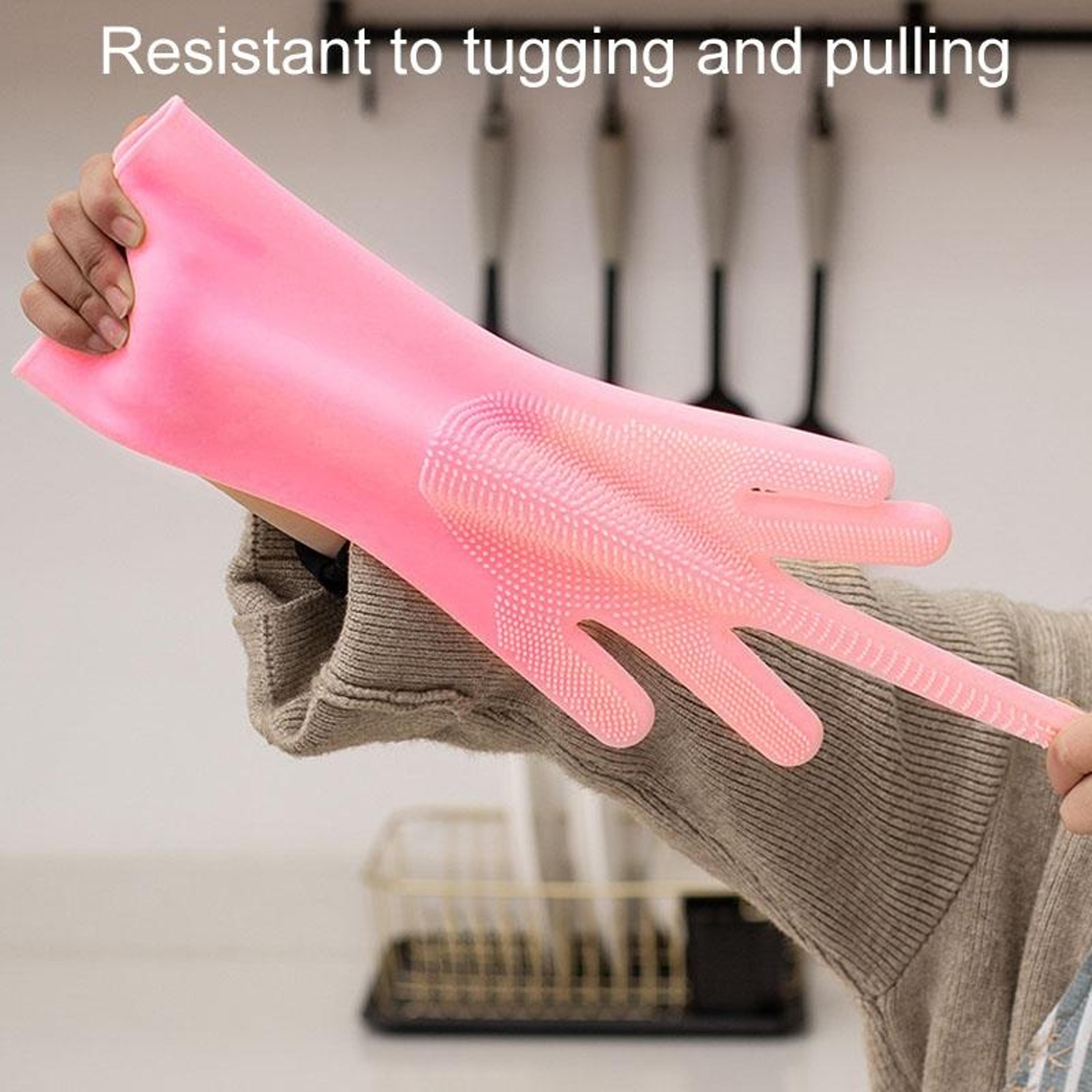 Silicone Dishwashing Gloves Reusable Kitchen Cleaning Gloves  Heat Resistant Household Mitts 6