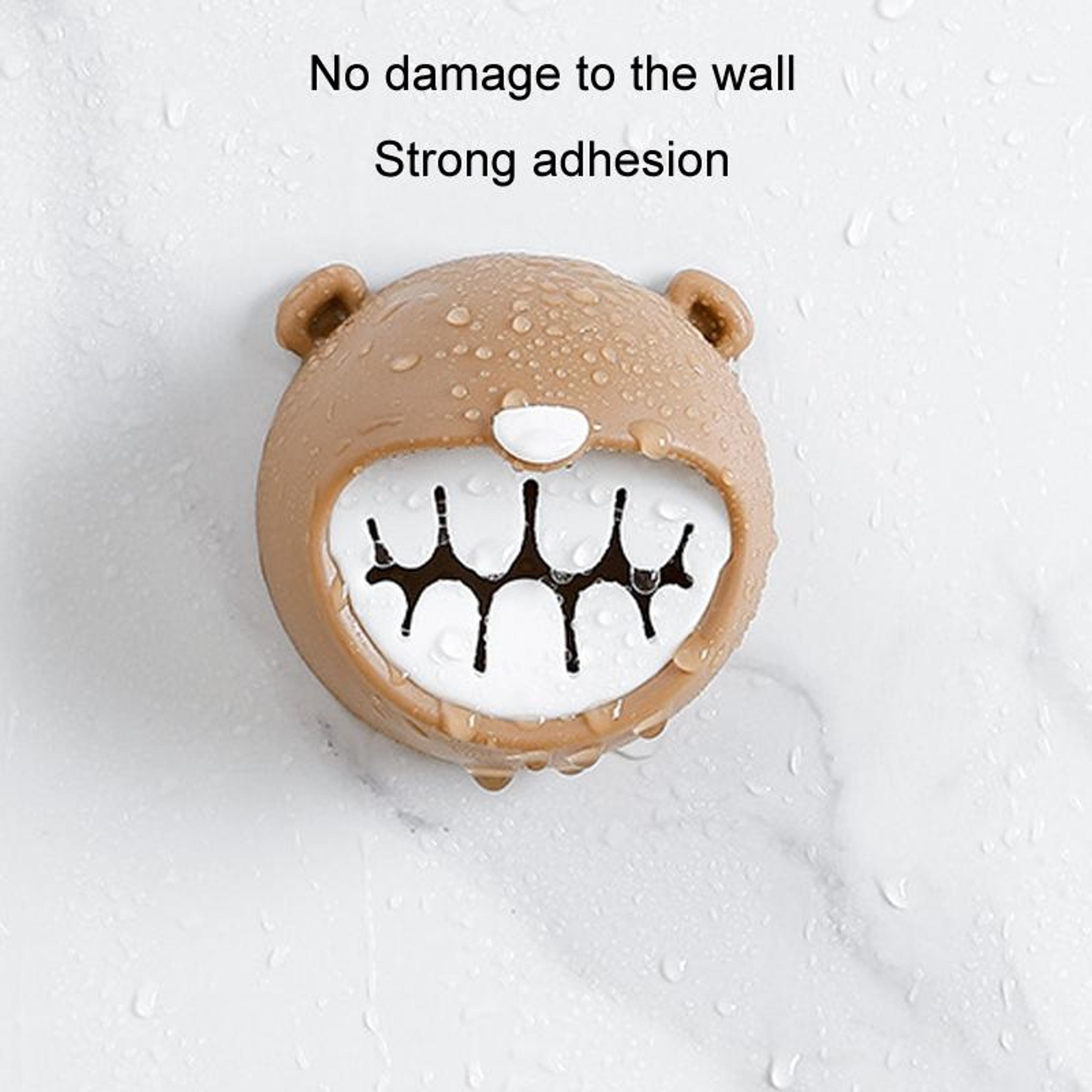 Bear PVC Wall Mounted Towel Holder Hook No Nail Bathroom  Kitchen Rack 5