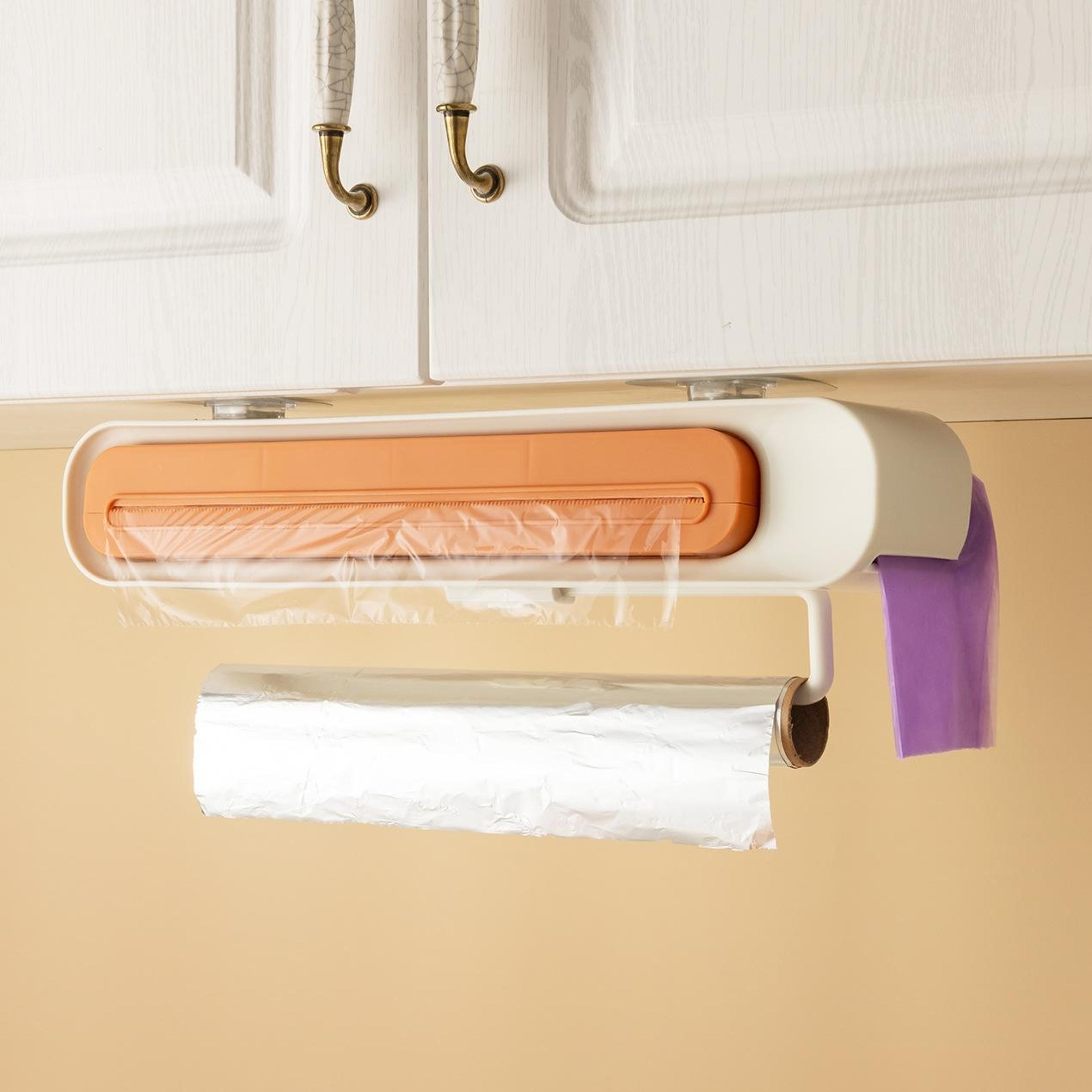 3 In 1 Kitchen Wrap Cutter  Storage Rack With Plastic Film Dispenser 3