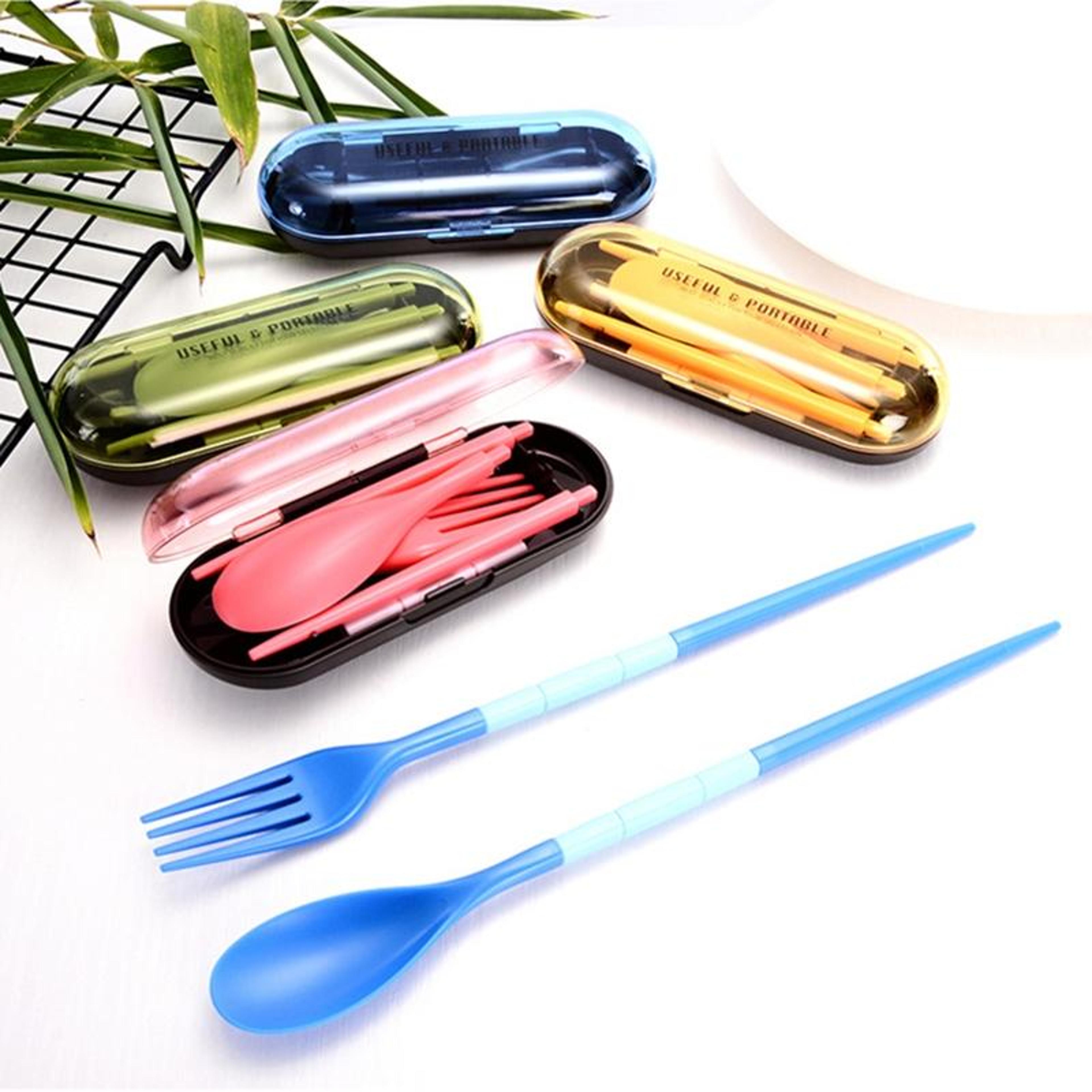 Mini Portable Travel Dinner Set For Kids  Students Candy Color Foldable Tableware 8