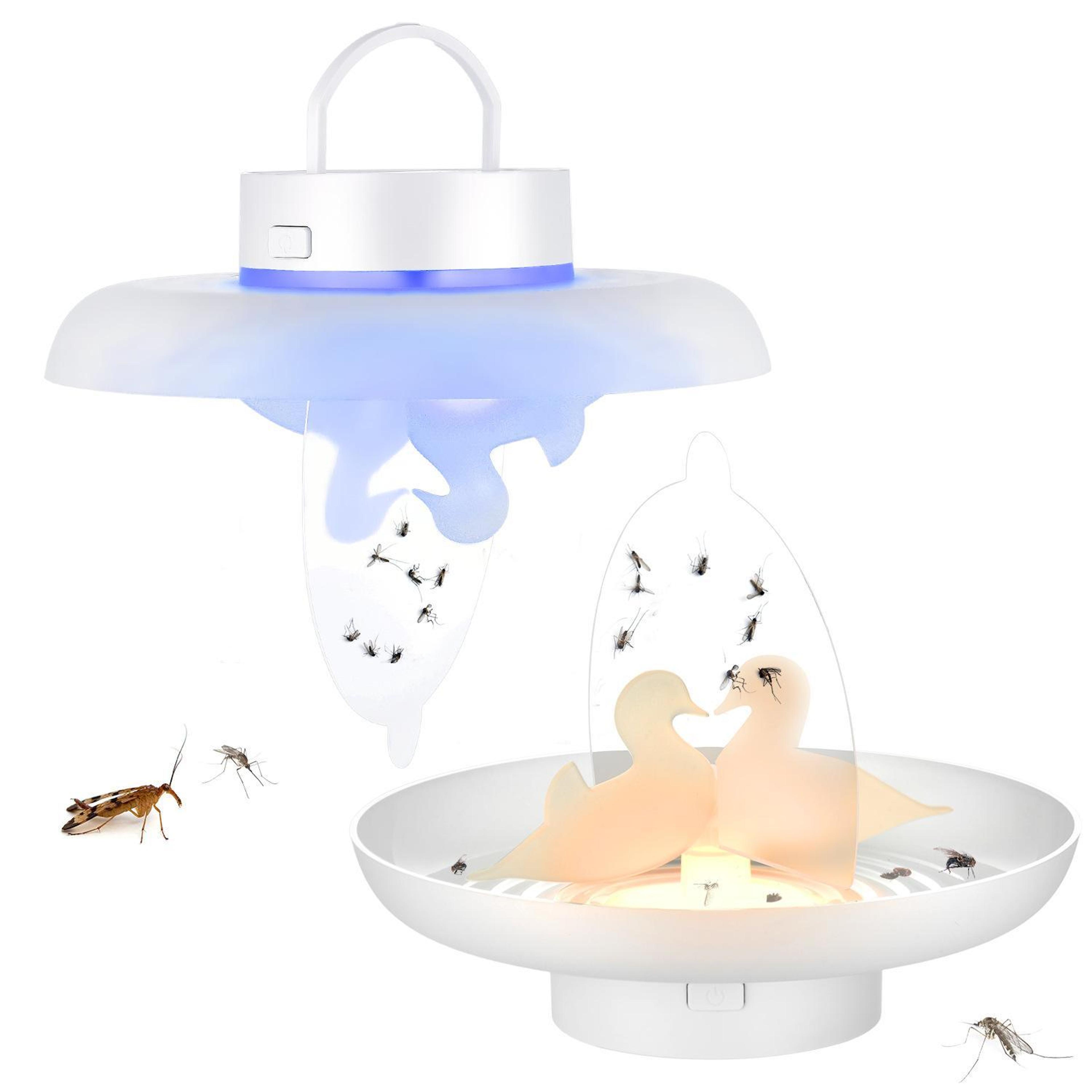 dual light flea & mosquito trap portable indoor outdoor insect catcher with usb & battery power