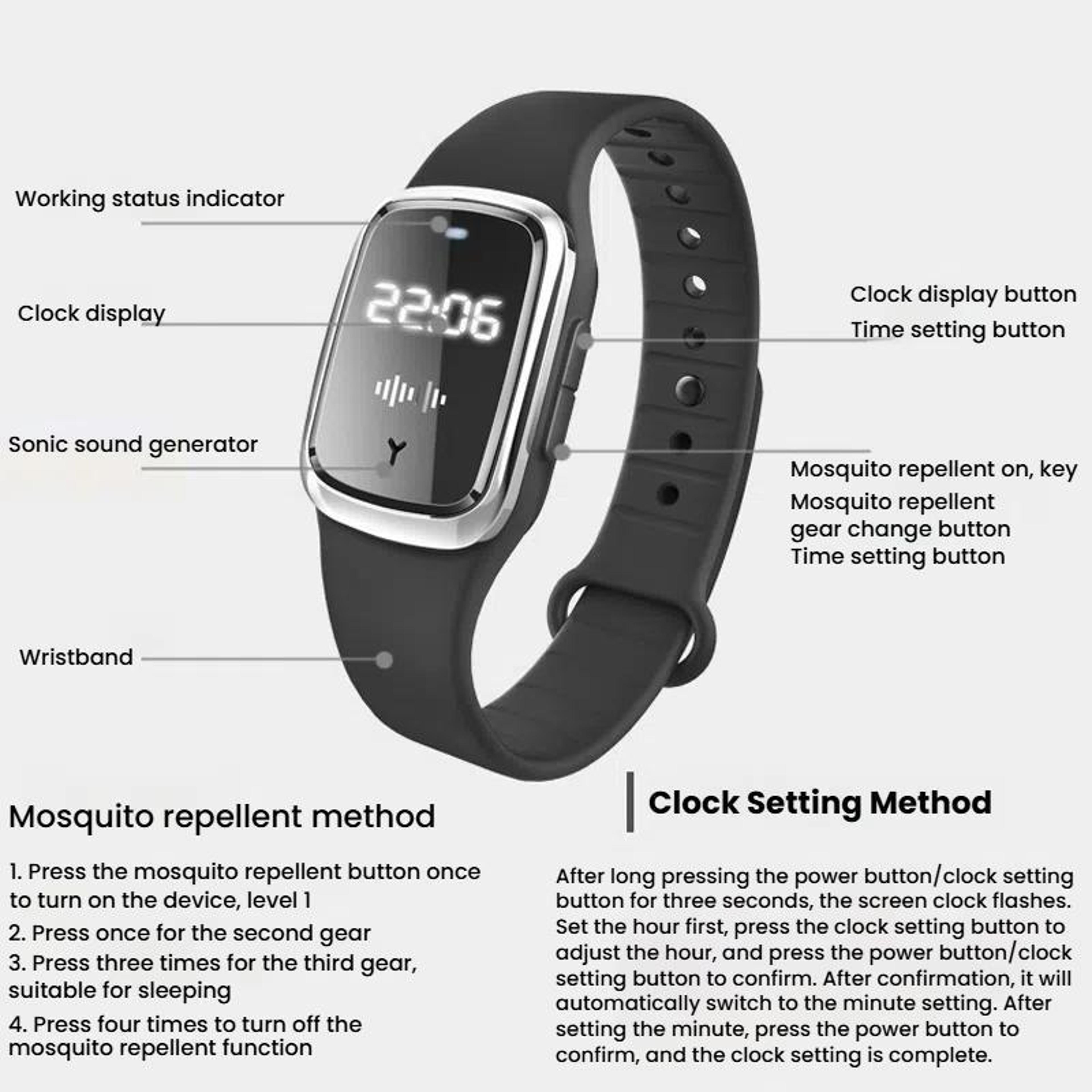 Ultrasonic Mosquito Repellent Watch Outdoor Mosquito Repellent BraceletWhite 3