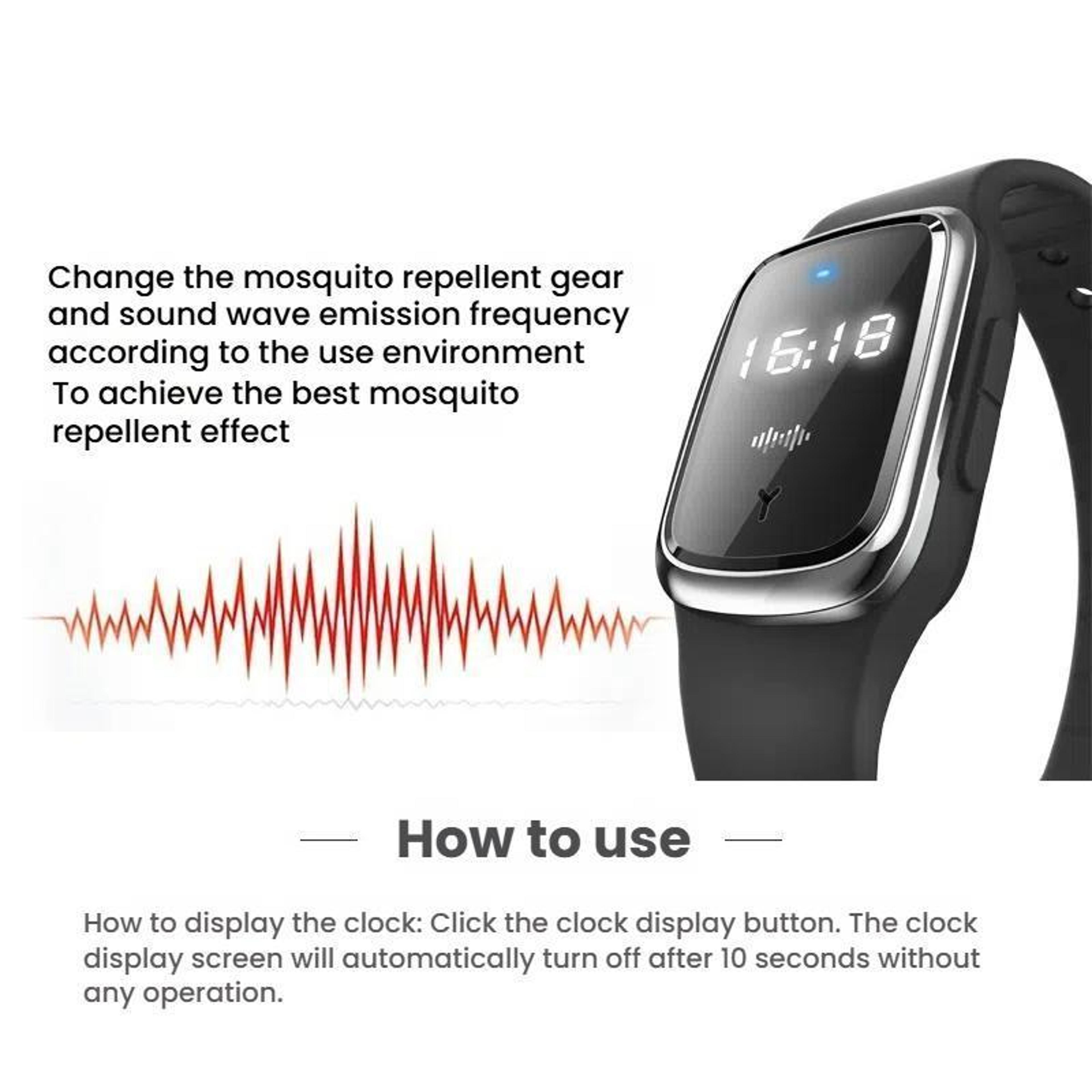 Ultrasonic Mosquito Repellent Watch Outdoor Mosquito Repellent BraceletWhite 4