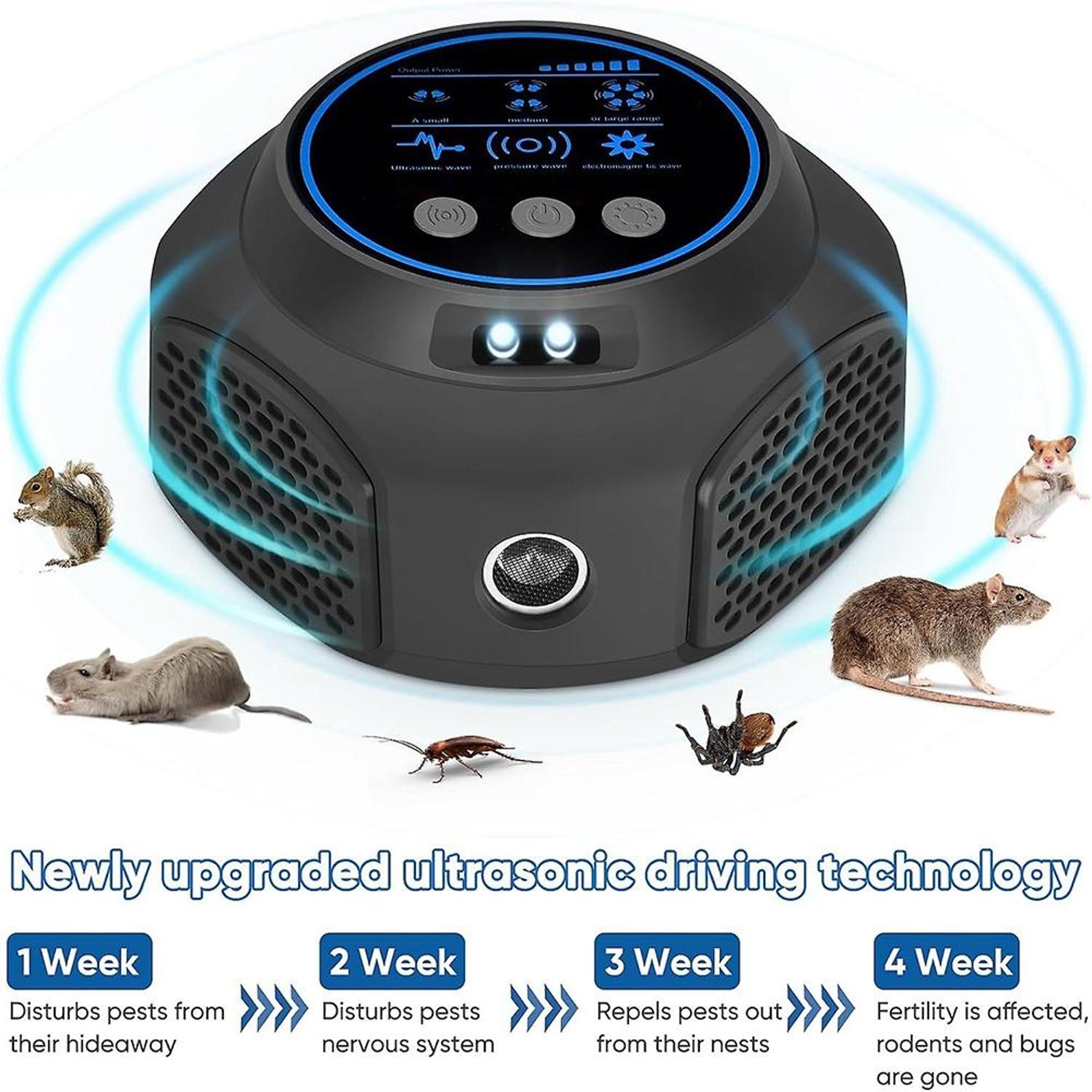 Smart 360 Ultrasonic Mouse Repeller For Homes Multi Frequency Rodent Control 5