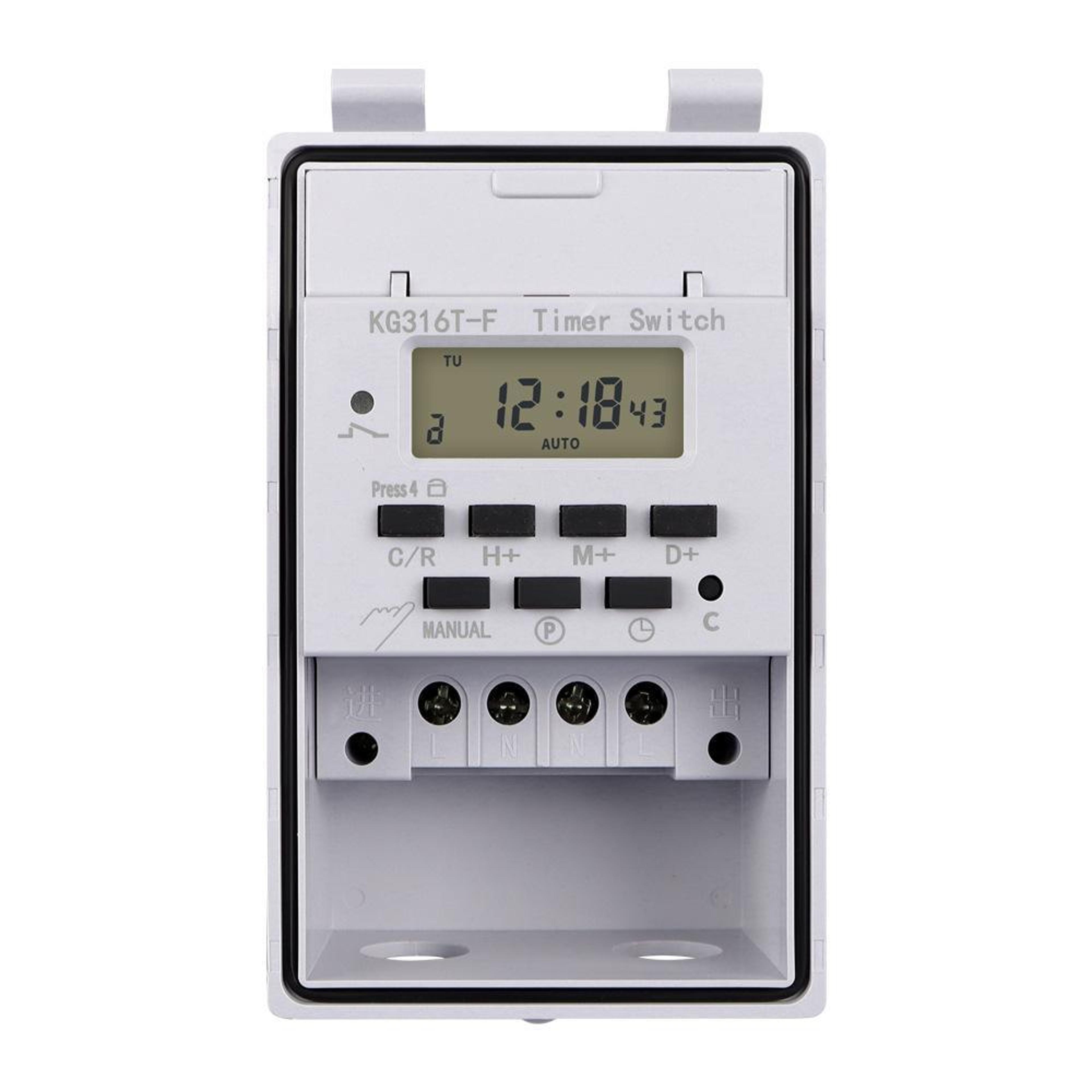220v programmable timer switch with waterproof cover & 16 program weekly control