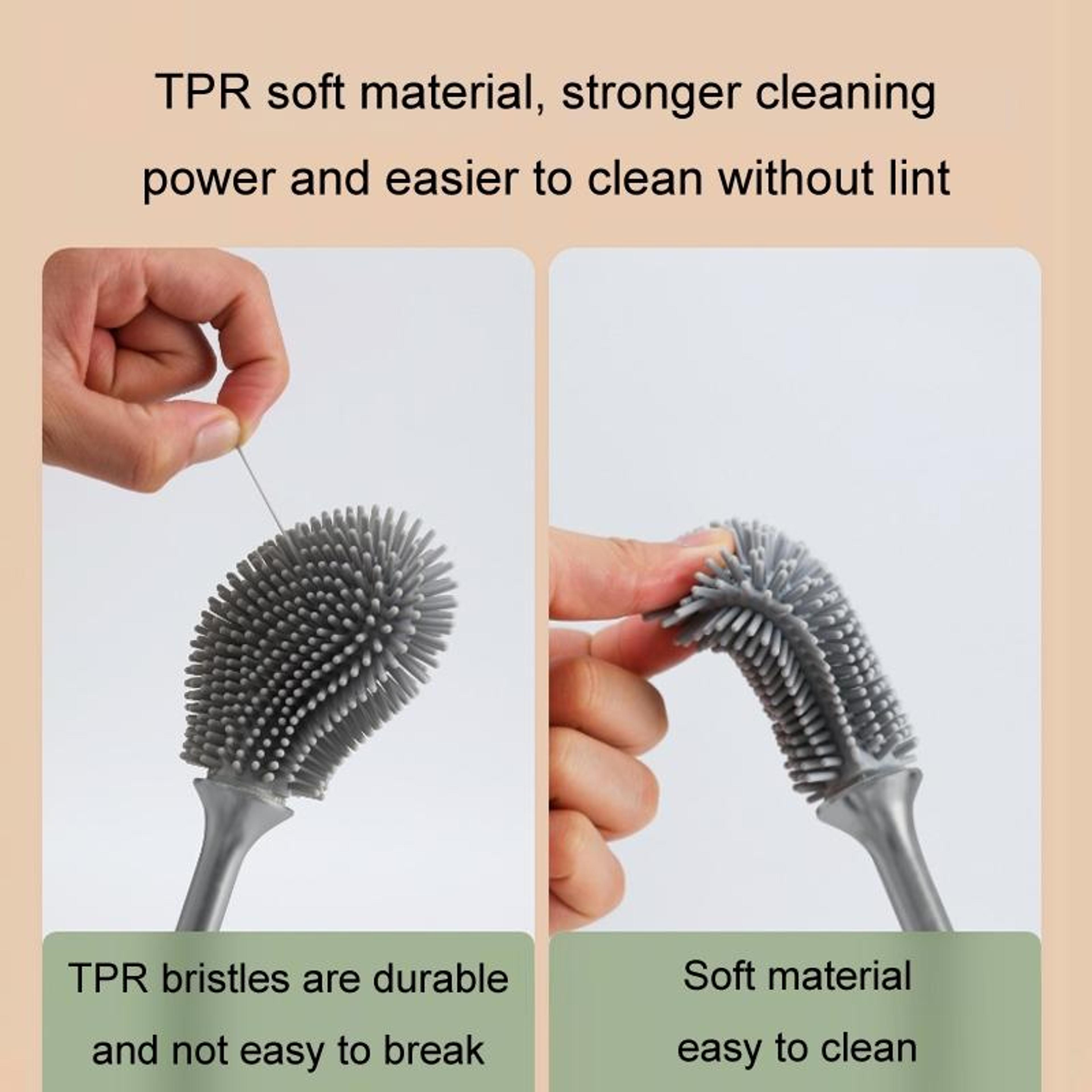 Soft Silicone Toilet Cleaning Brush With Long Handle  Quick Dry Hanging Design 1
