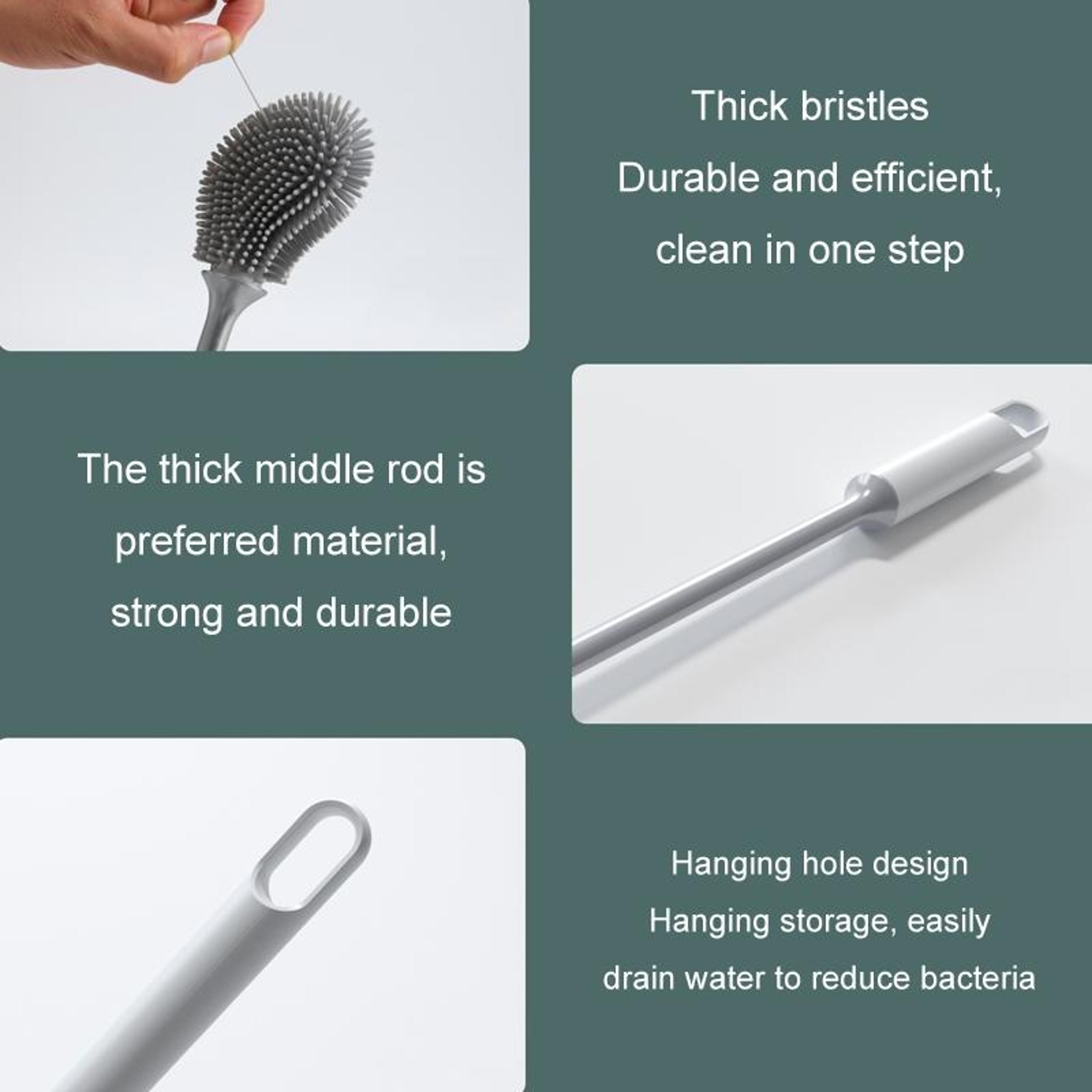 Soft Silicone Toilet Cleaning Brush With Long Handle  Quick Dry Hanging Design 5
