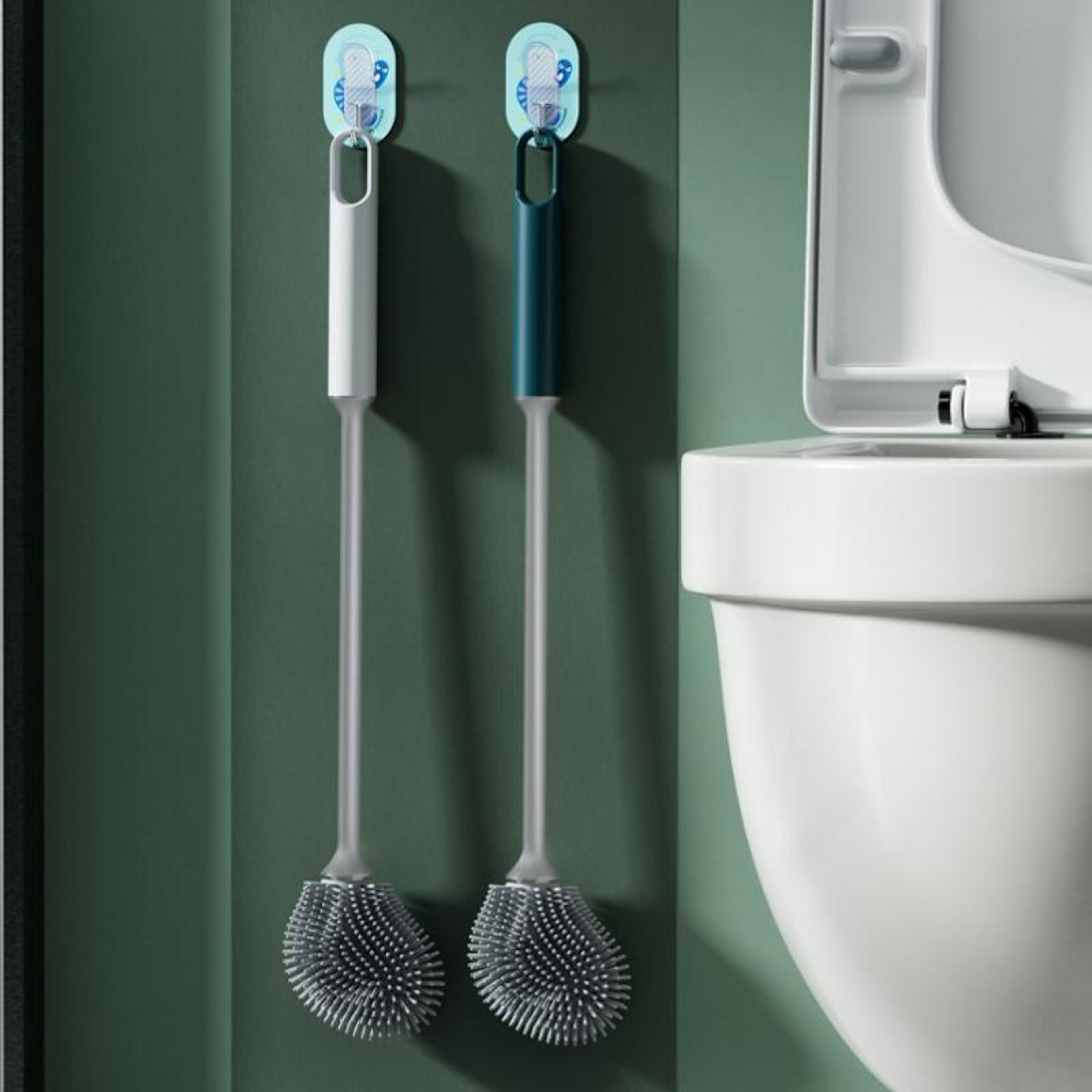 Soft Silicone Toilet Cleaning Brush With Long Handle  Quick Dry Hanging Design 7