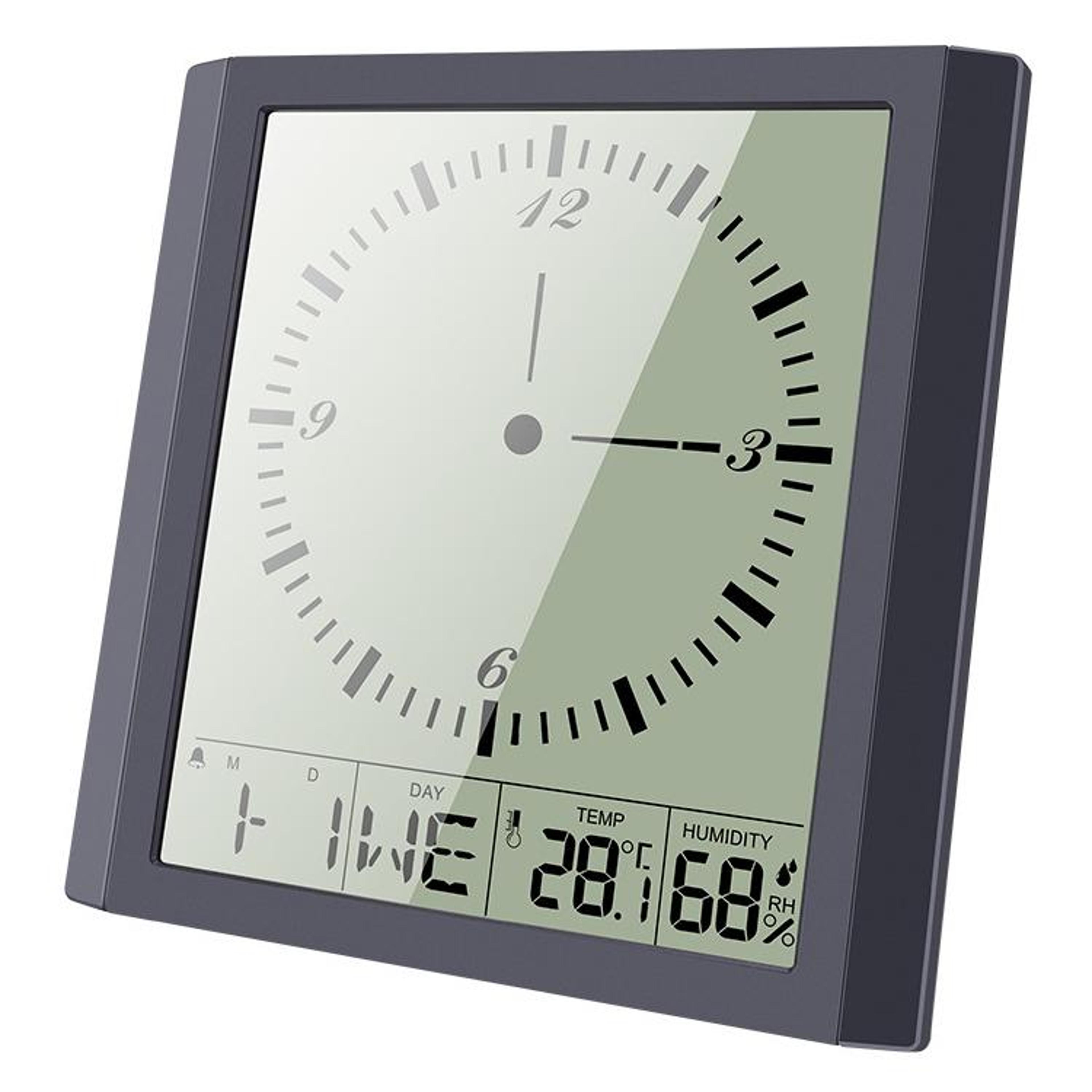 Large Screen Digital Wall Clock With Temperature  Humidity Monitor 7