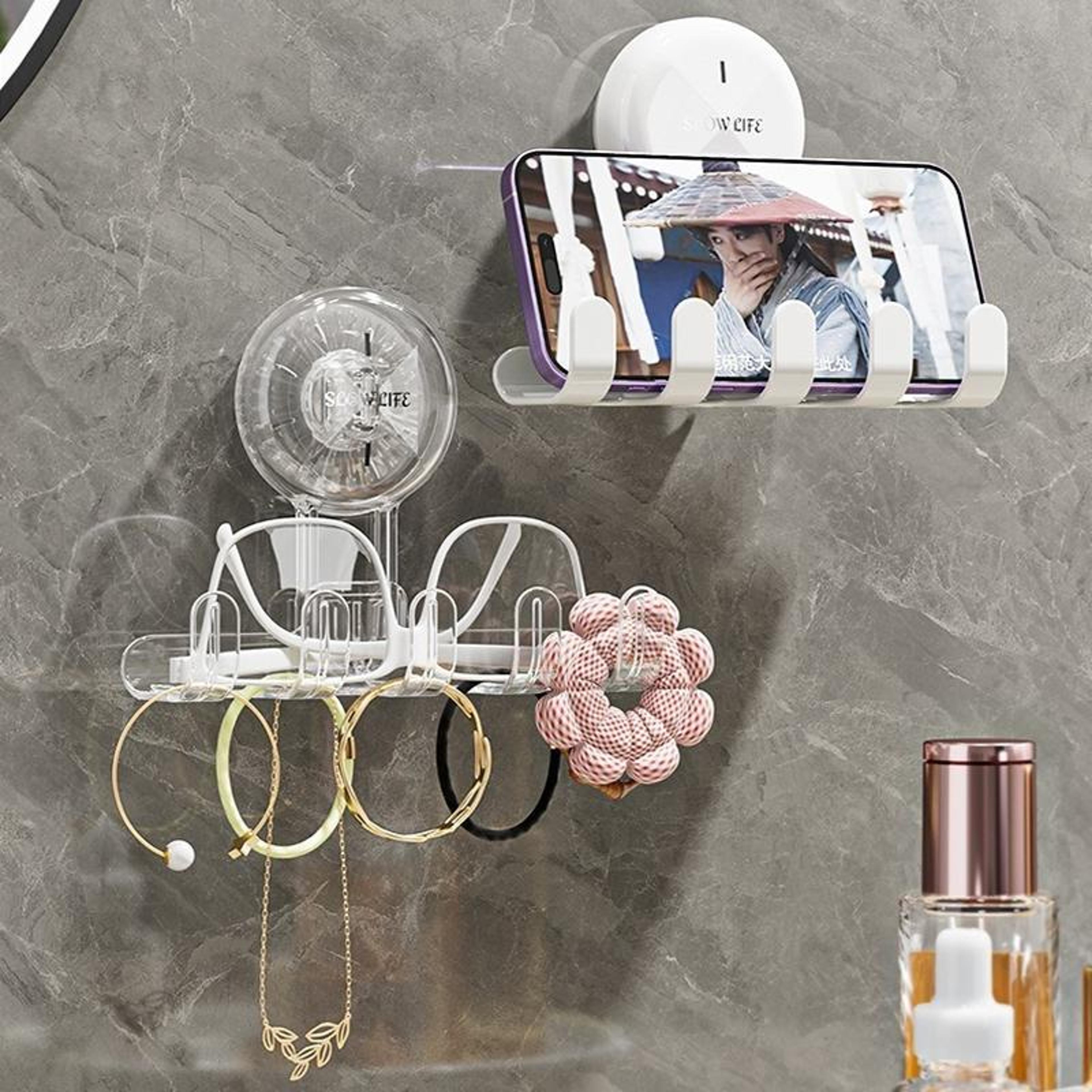 Wall Mount Suction Cup Storage Hook Rack Reusable No Drill Organizer For Bathroom  Kitchen 9