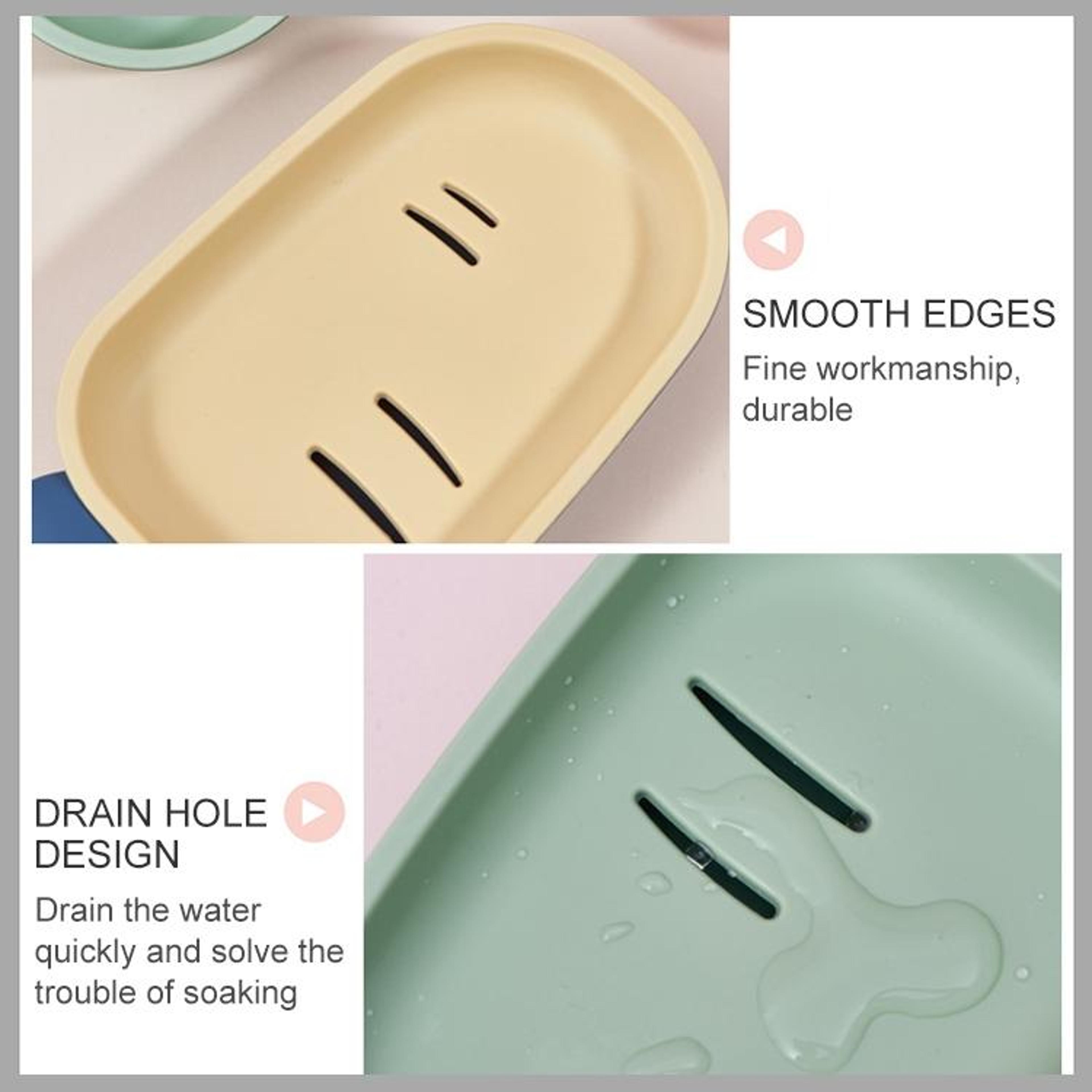 Cute Double Layer Drain Soap Holder Set With Lid 3 Pack Bathroom Soap Dish Organizer 2