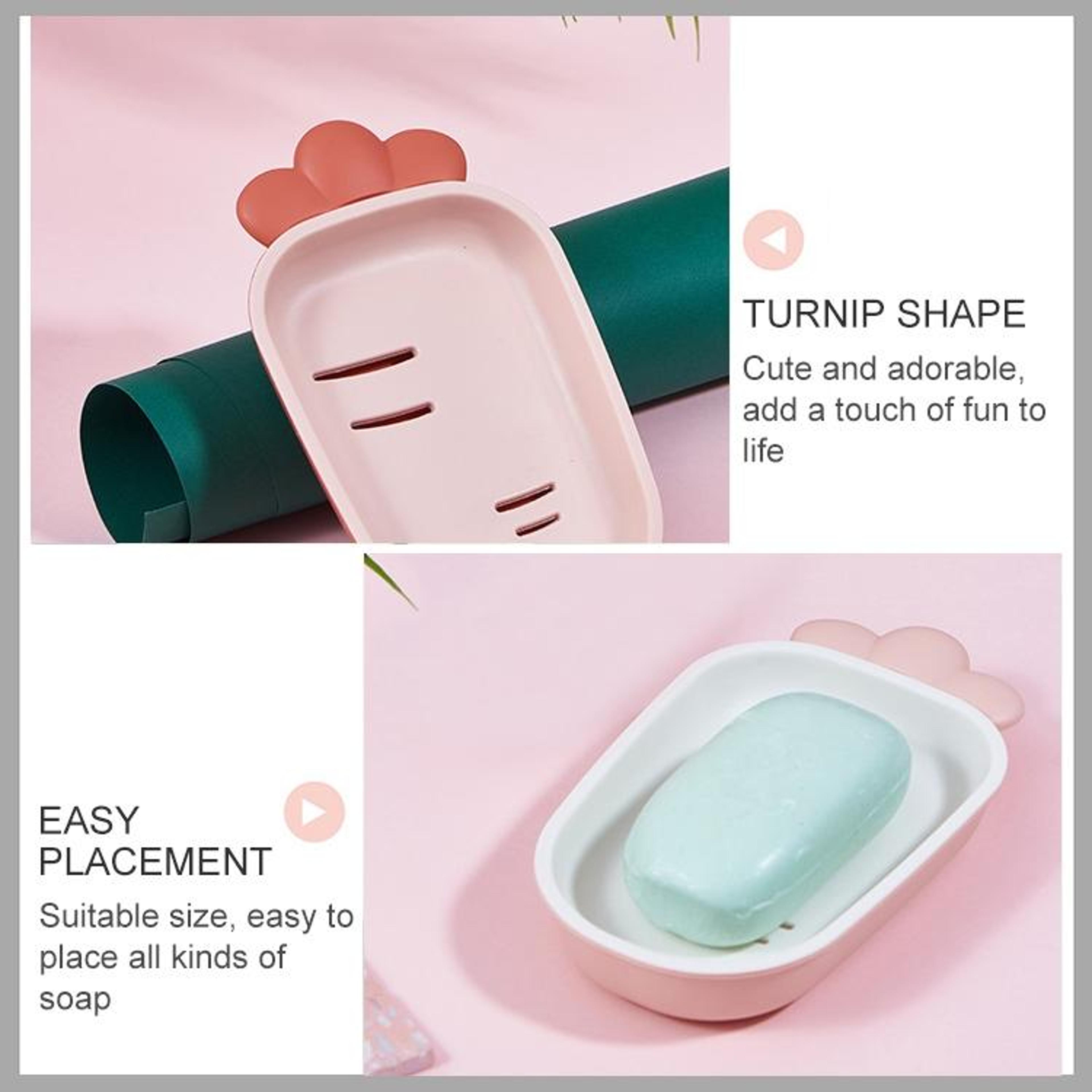Cute Double Layer Drain Soap Holder Set With Lid 3 Pack Bathroom Soap Dish Organizer 4