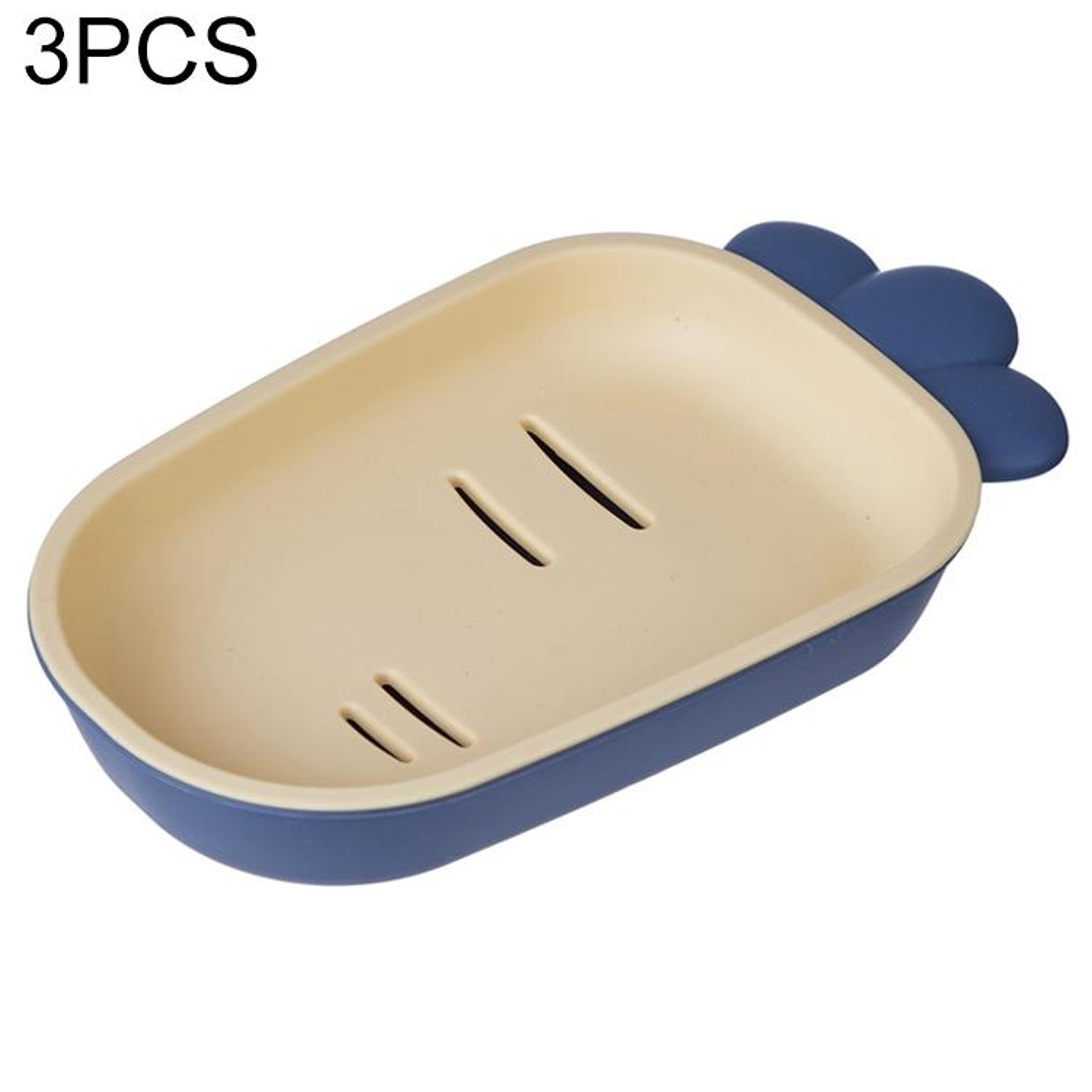 Cute Double Layer Drain Soap Holder Set With Lid 3 Pack Bathroom Soap Dish Organizer 6