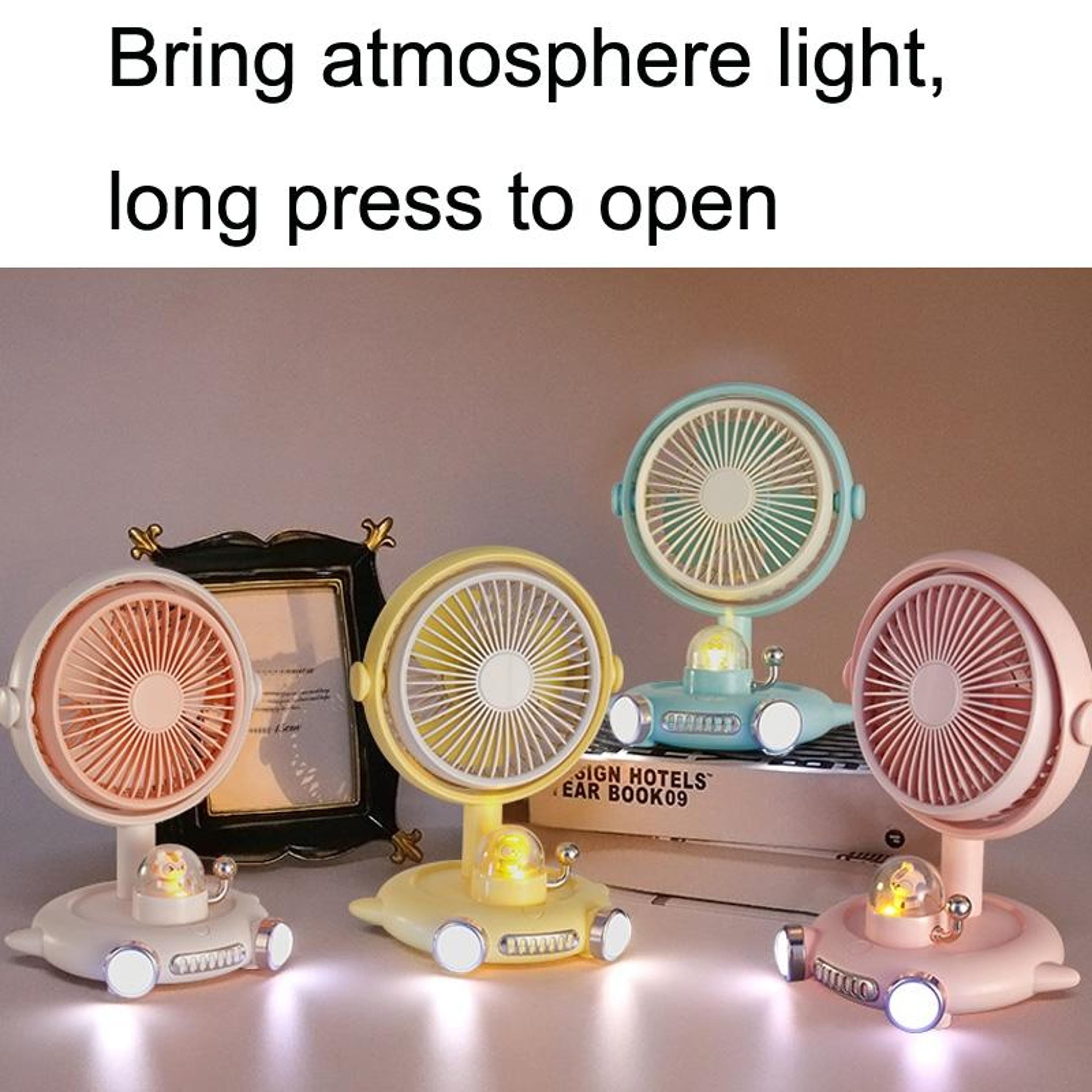 Cute Pet USB Desk Fan With Night Light Portable Rechargeable Desktop Cooling Fan 1