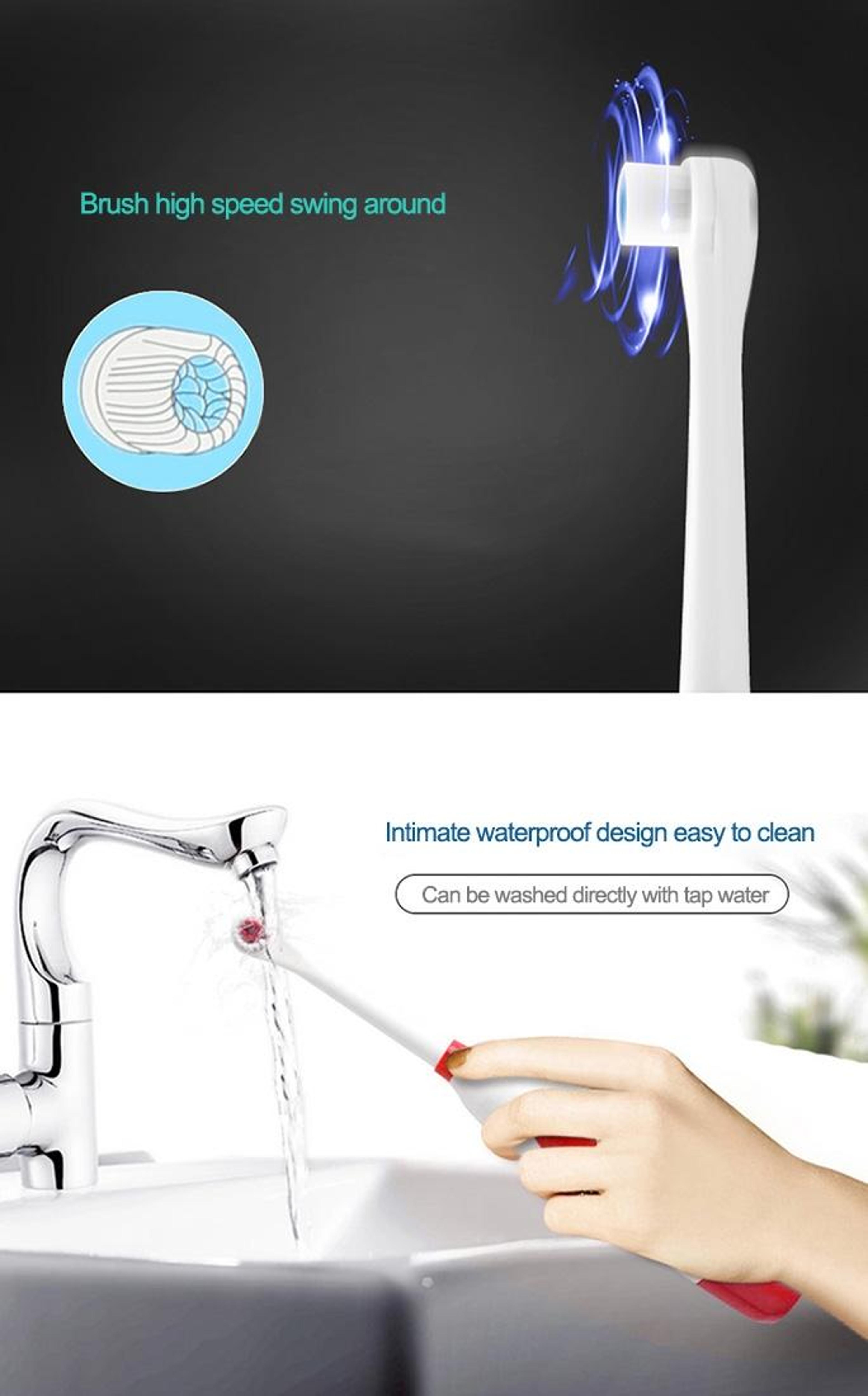8500 RPM Waterproof Electric Toothbrush Set With 4 Replacement Brush Heads 5