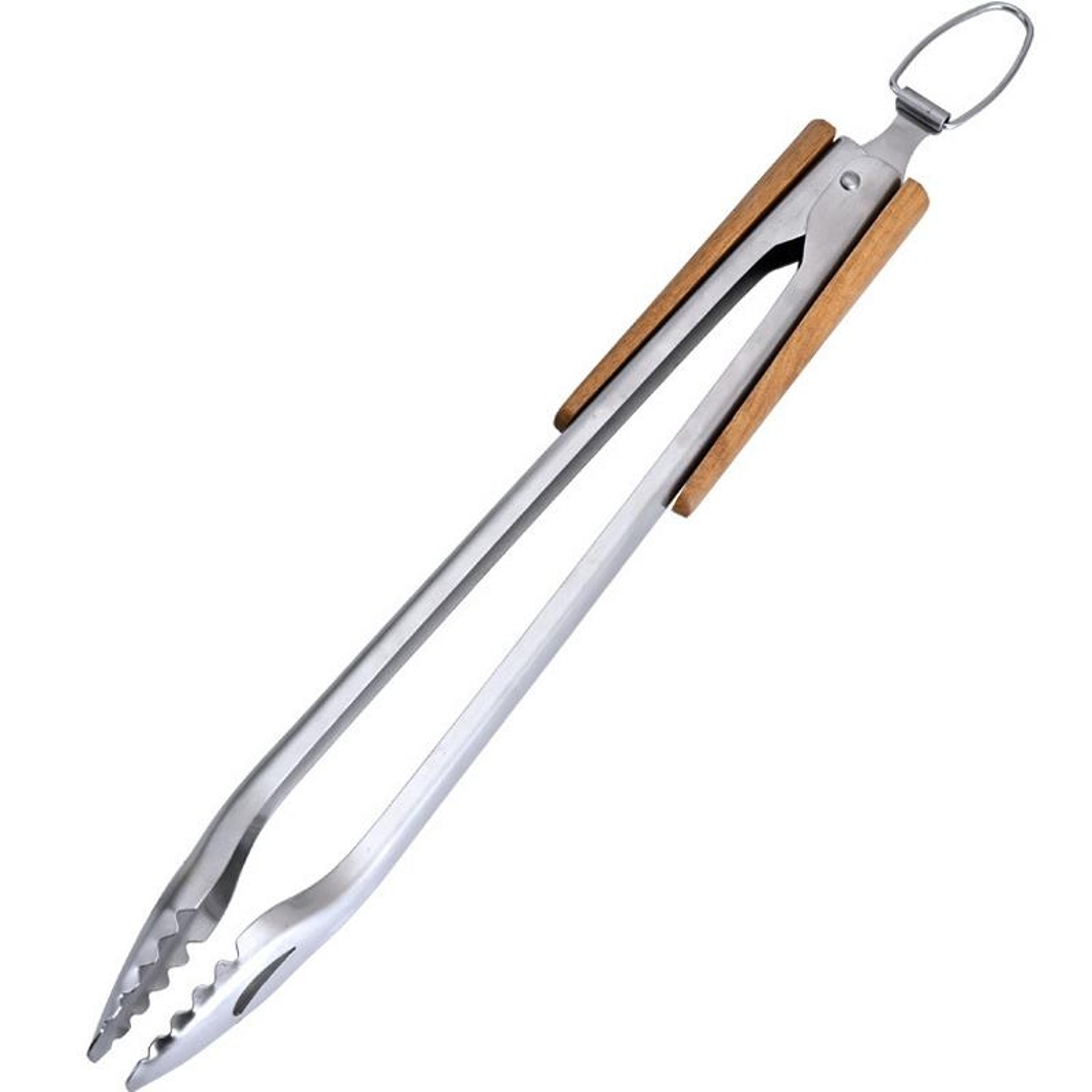 Premium Stainless Steel BBQ Tongs With Heat Resistant Wooden Handle 6