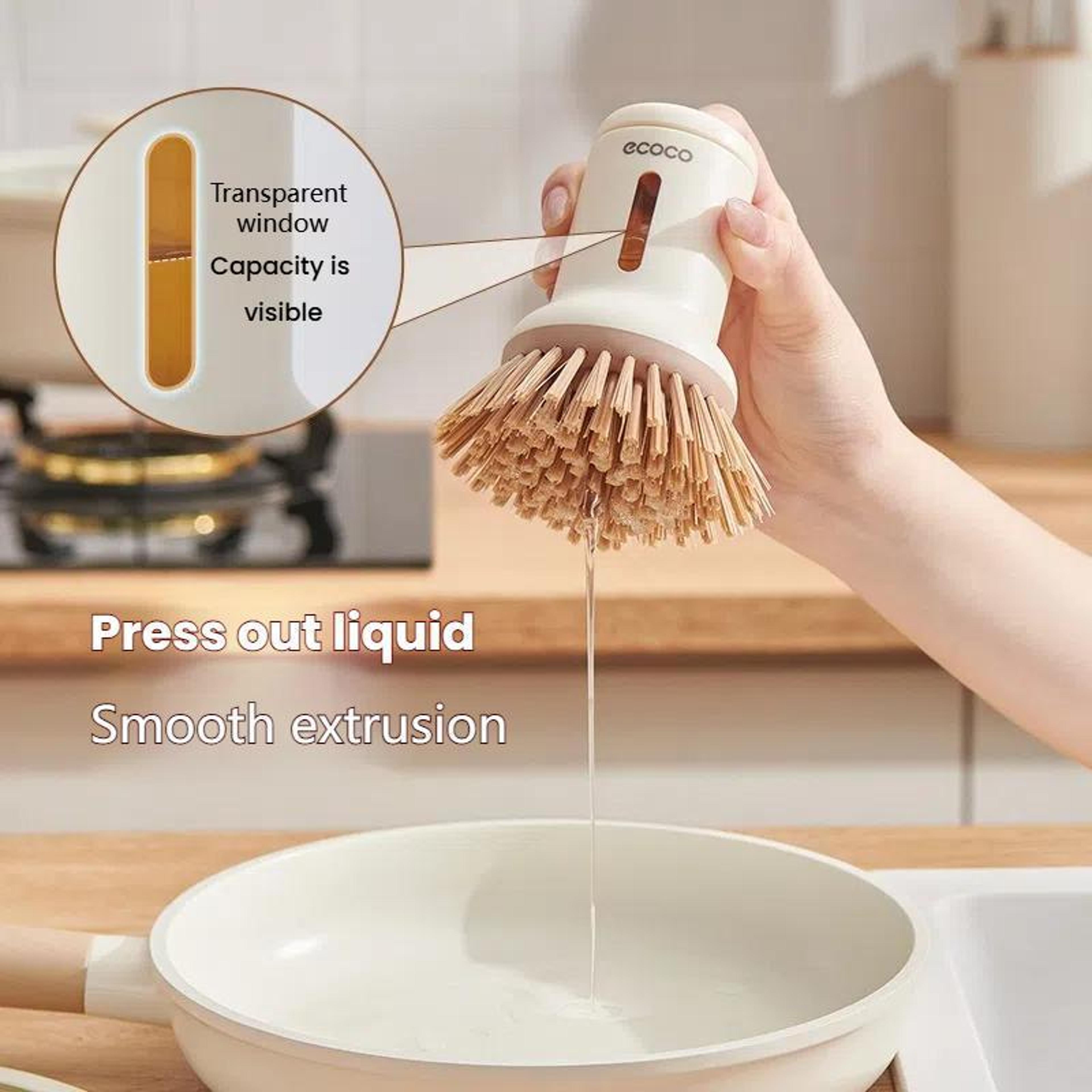 Ecoco 2 Piece Dish Washing Brush Set With Long Handle Pot Scrubber  Ergonomic Kitchen Cleaning Brus 7