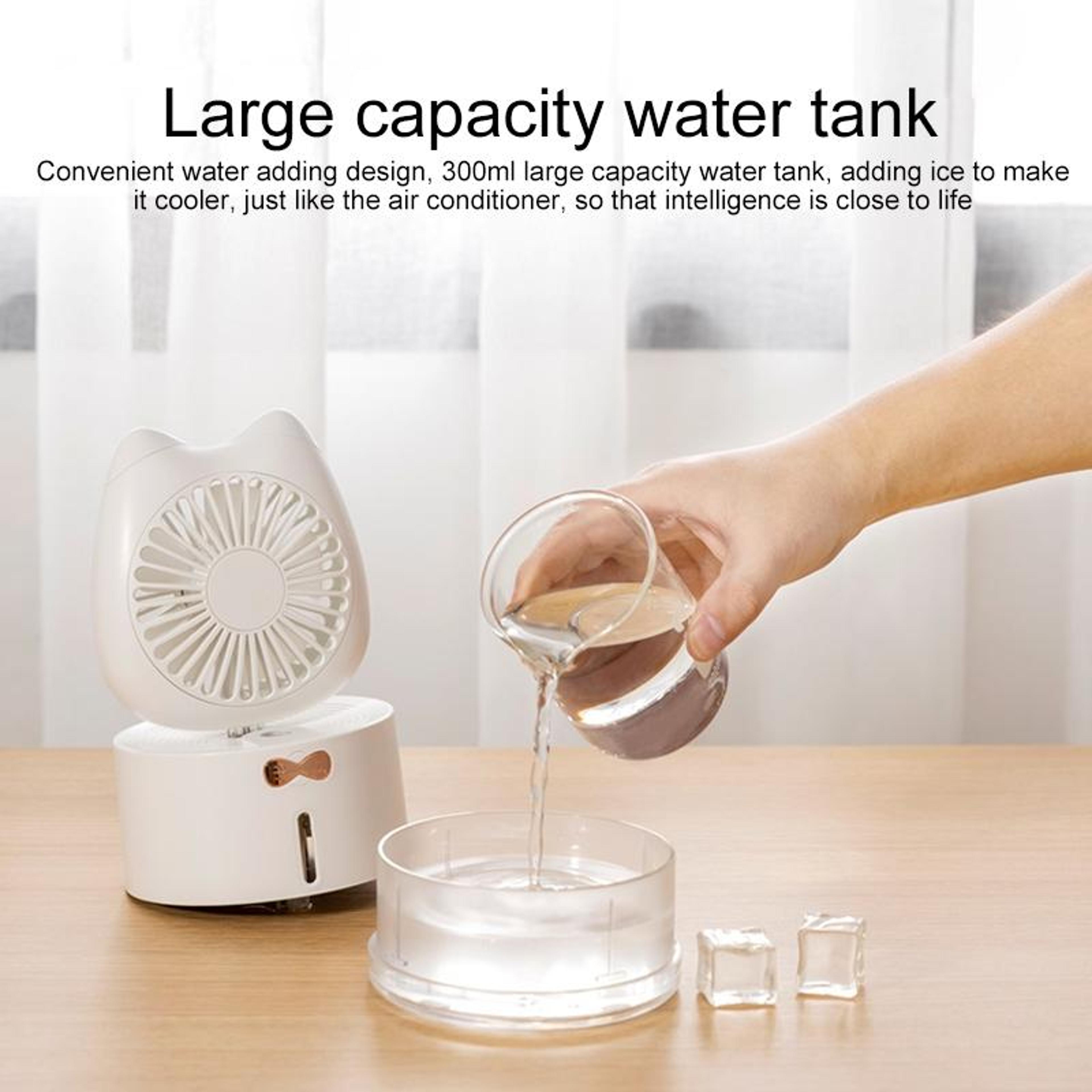 Cute Cat Portable Humidifier Fan With Rechargeable Desk Cooling System 1