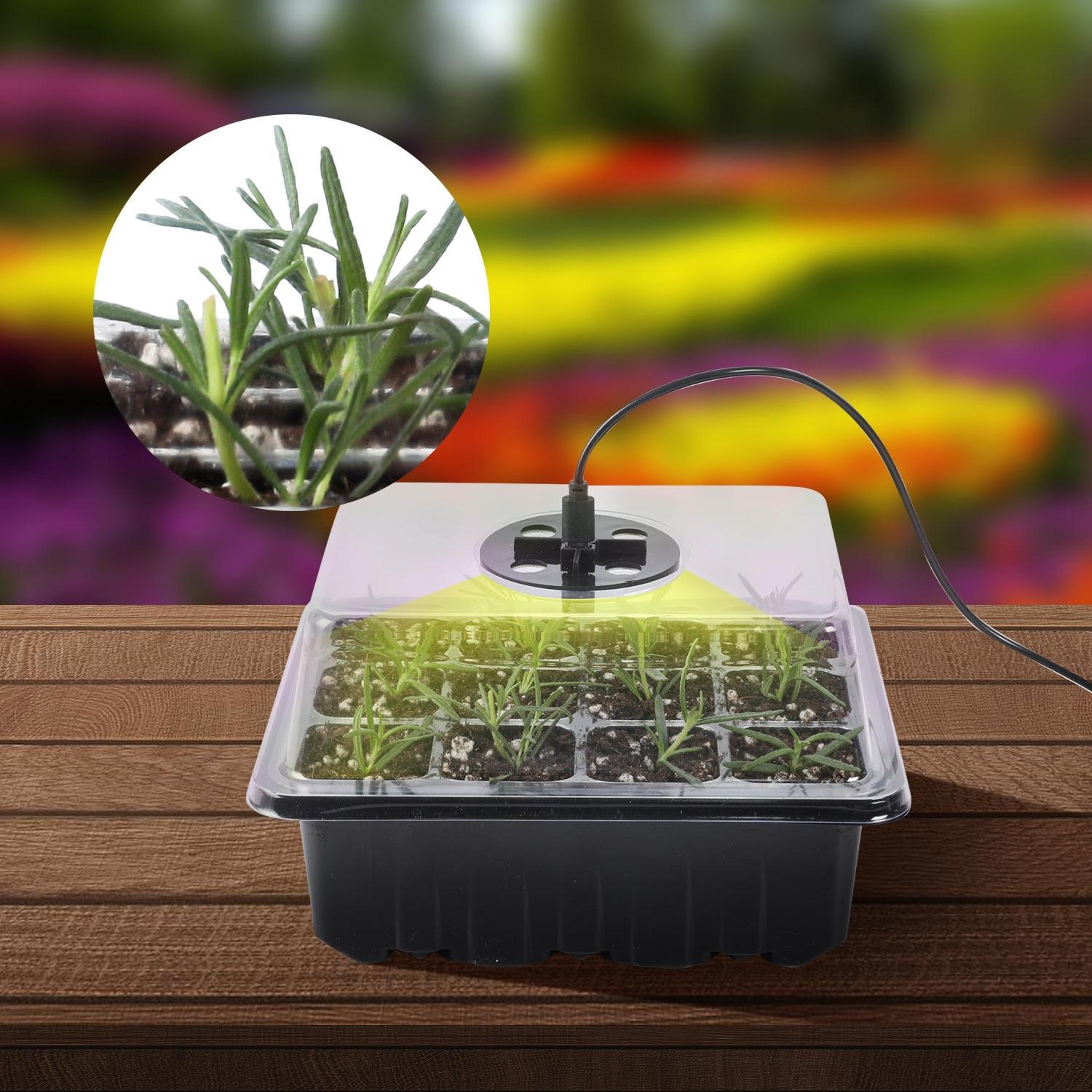 5 Pack Seed Starter Tray Kit With Grow Light  Adjustable Humidity Dome 1