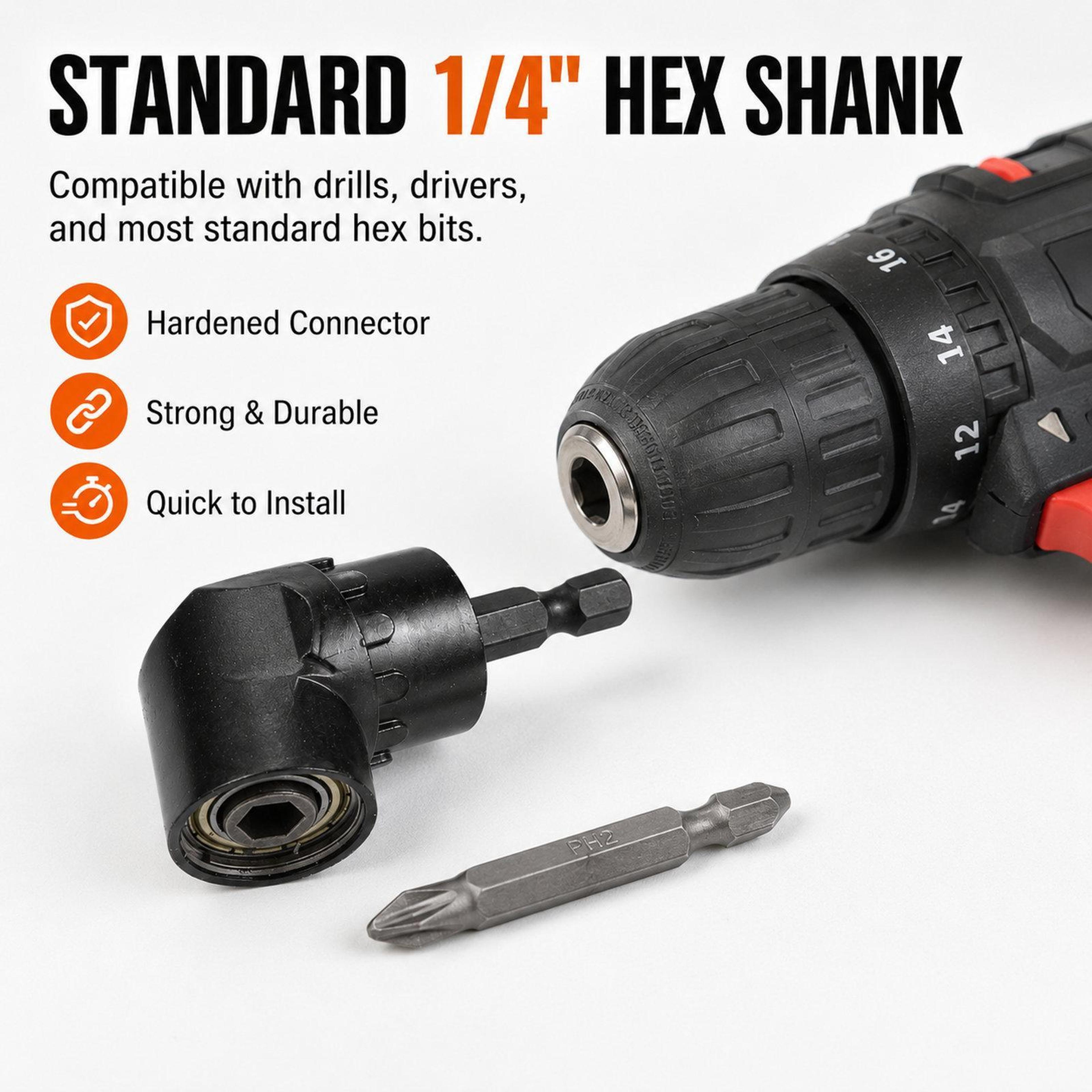 105 Right Angle Drill Attachment Magnetic Bit Holder For Tight Spaces  DIY Repairs 3