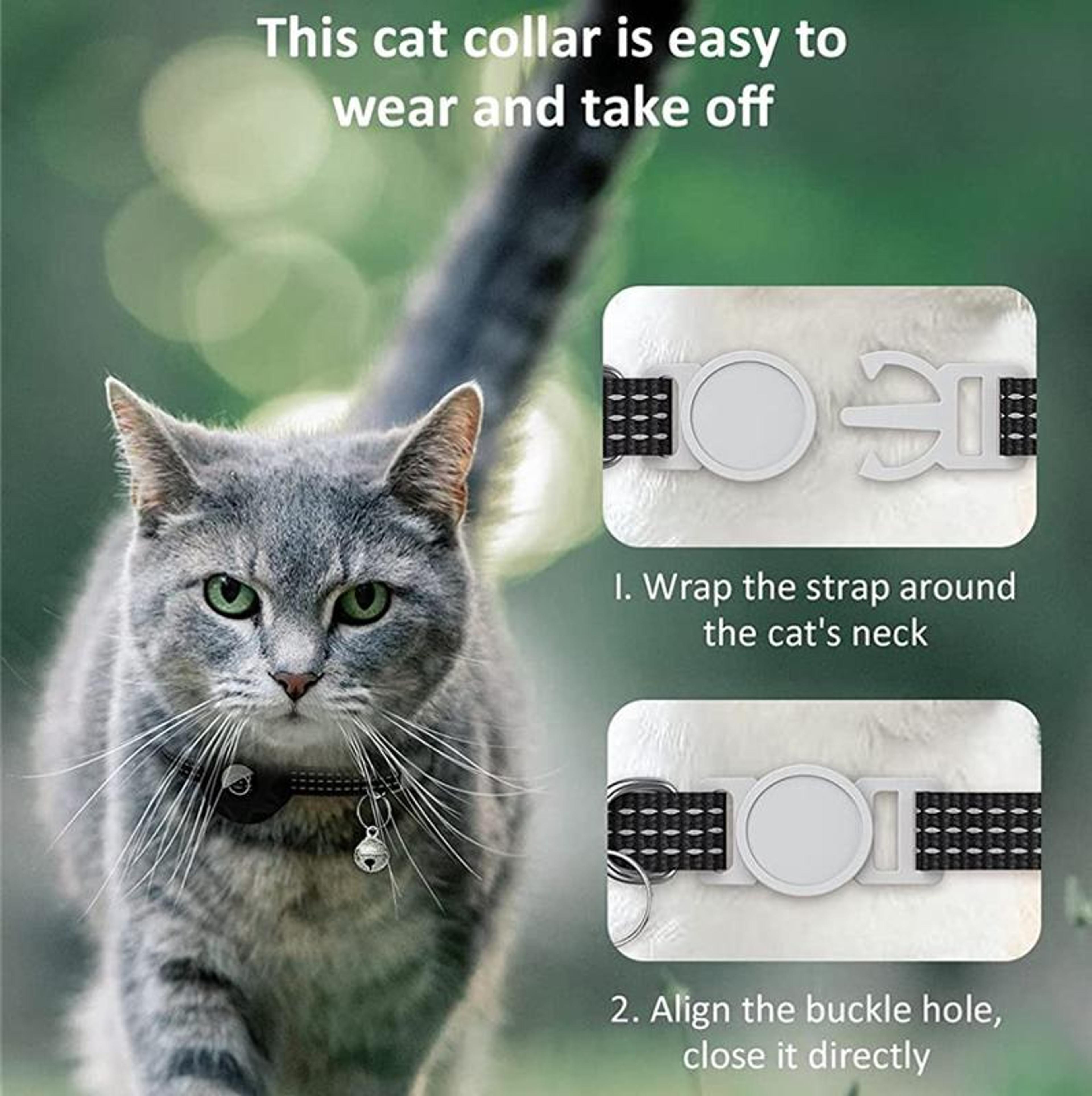 SafeTrack Reflective AirTag Cat Collar With Bell  Secure Silicone Holder 9
