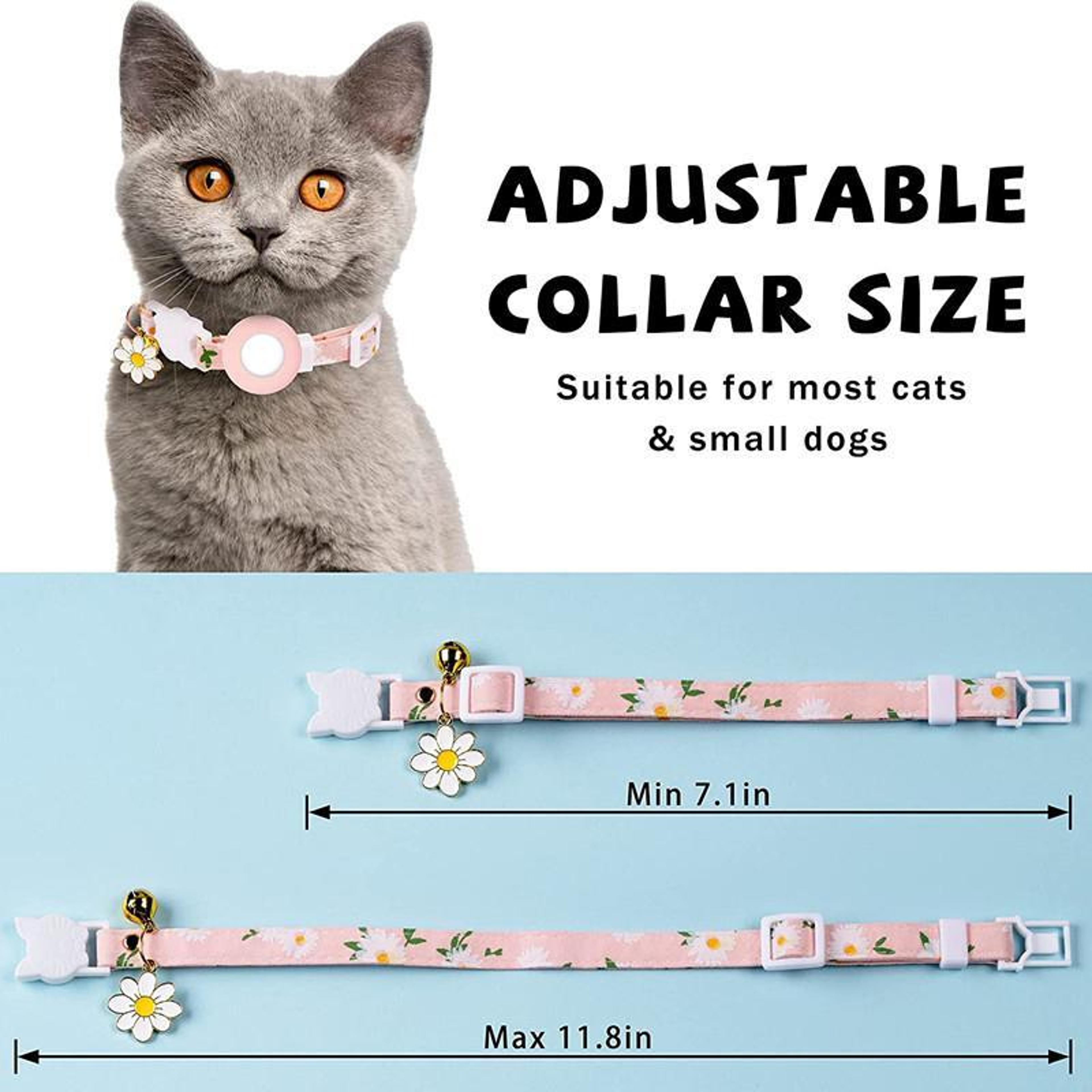 Daisy AirTag Dog  Cat Collar With Secure Tracker Holder And Bell 2